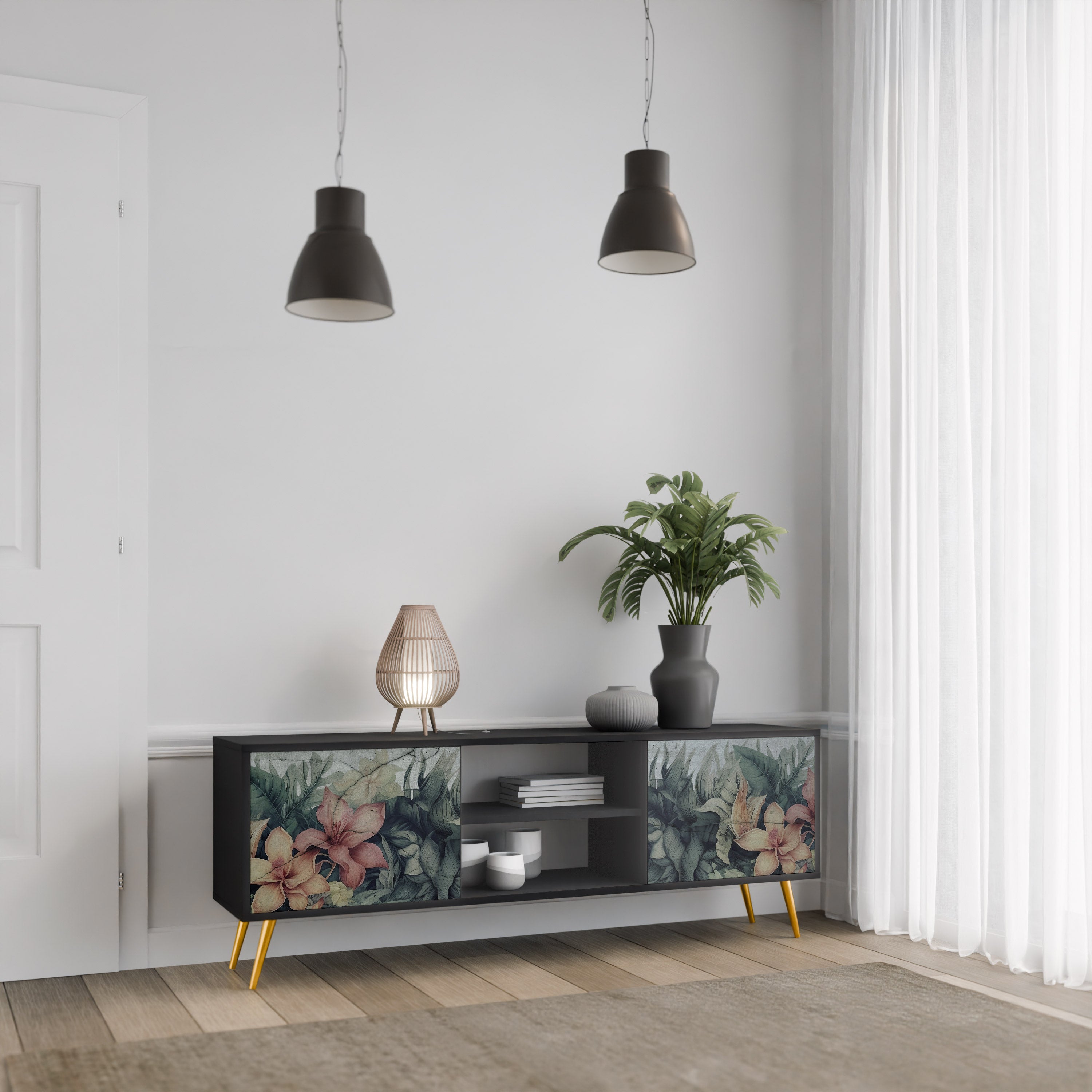 HEAVENLY BLOOM Szafka RTV 2-drzwiowa korpus Czarny