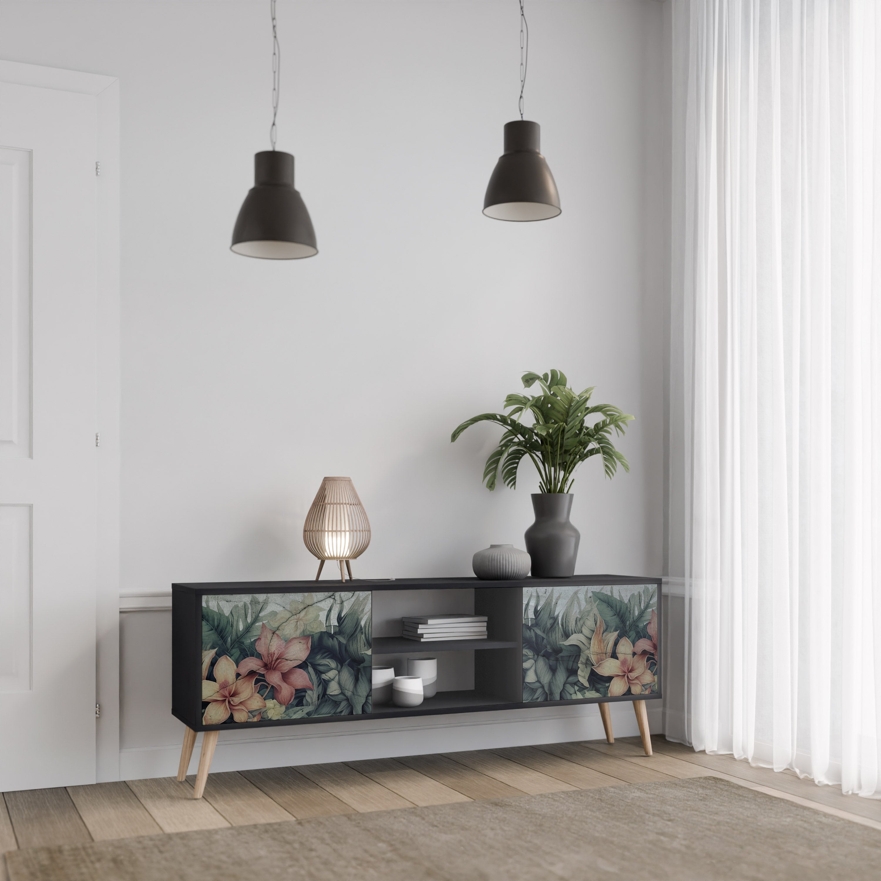 HEAVENLY BLOOM Szafka RTV 2-drzwiowa korpus Czarny