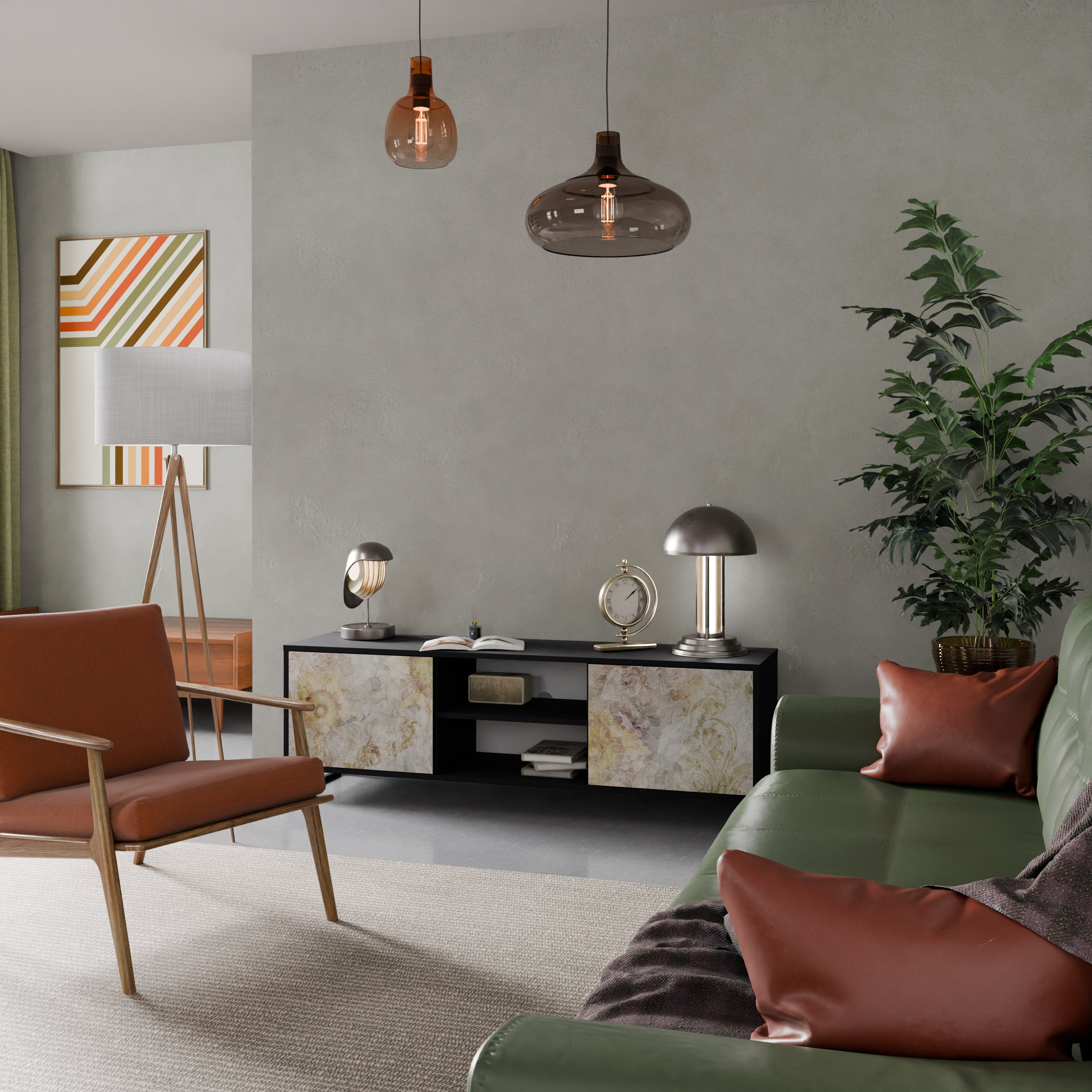 SUNFLOWER BLUR Szafka RTV 2-drzwiowa korpus Czarny