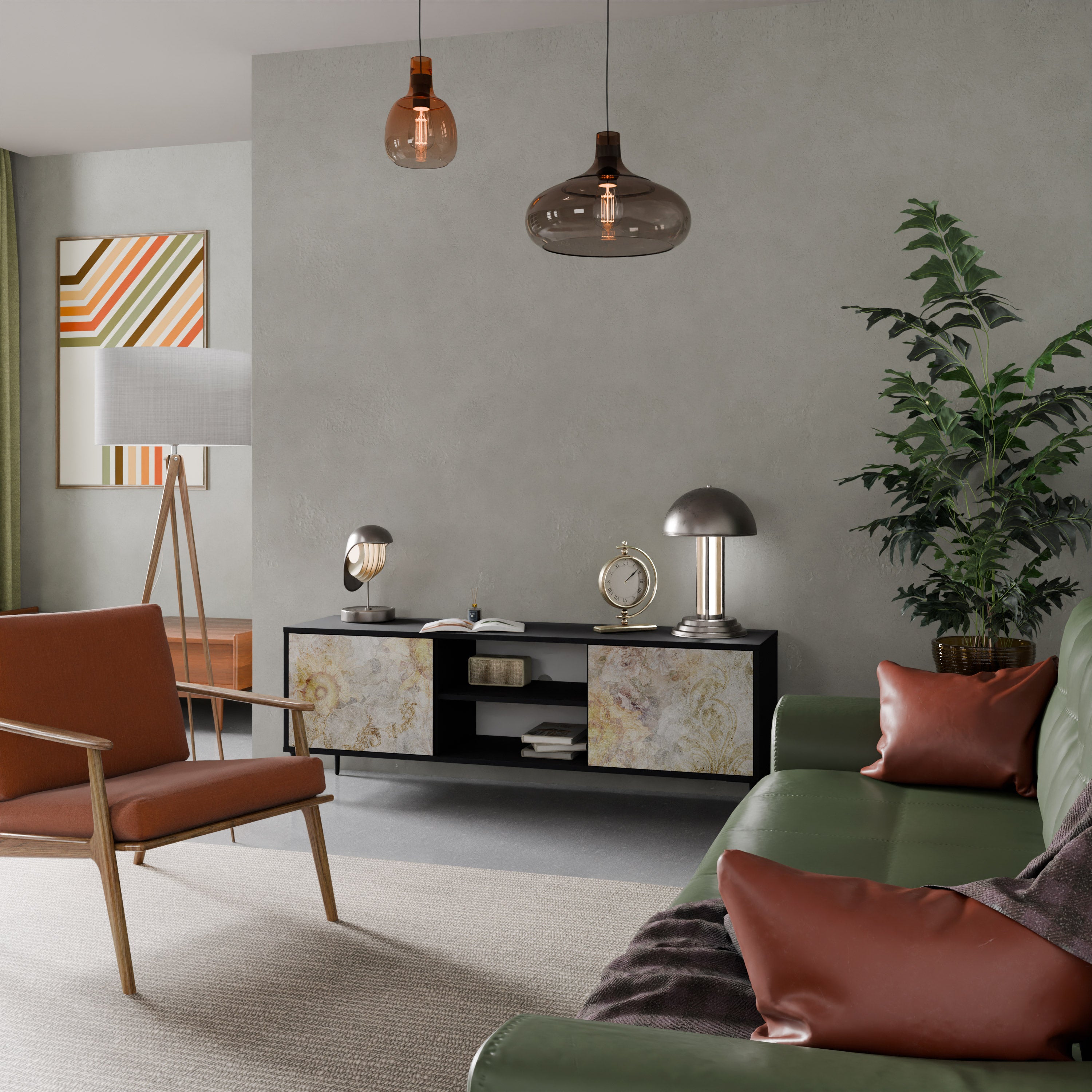 SUNFLOWER BLUR Szafka RTV 2-drzwiowa korpus Czarny