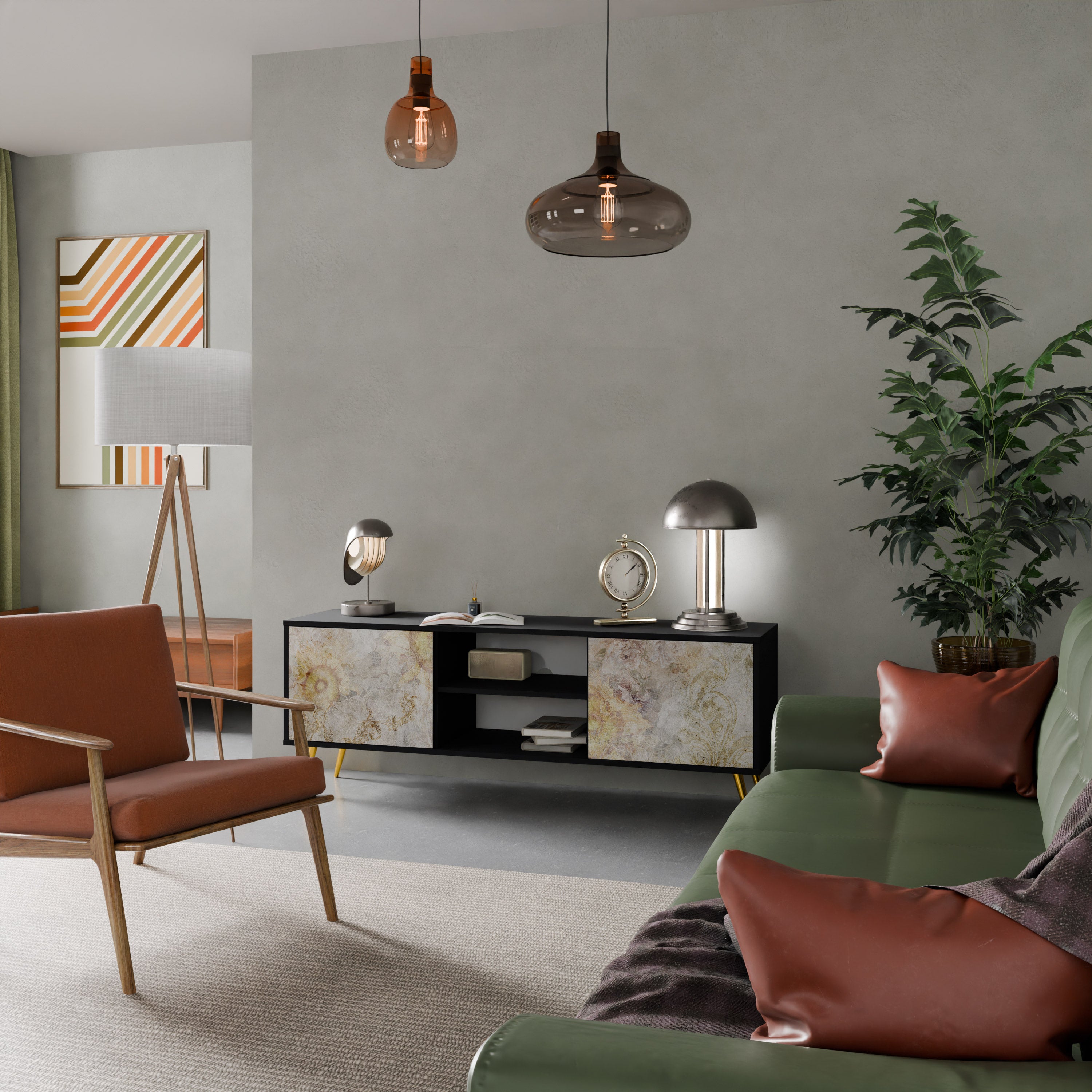 SUNFLOWER BLUR Szafka RTV 2-drzwiowa korpus Czarny