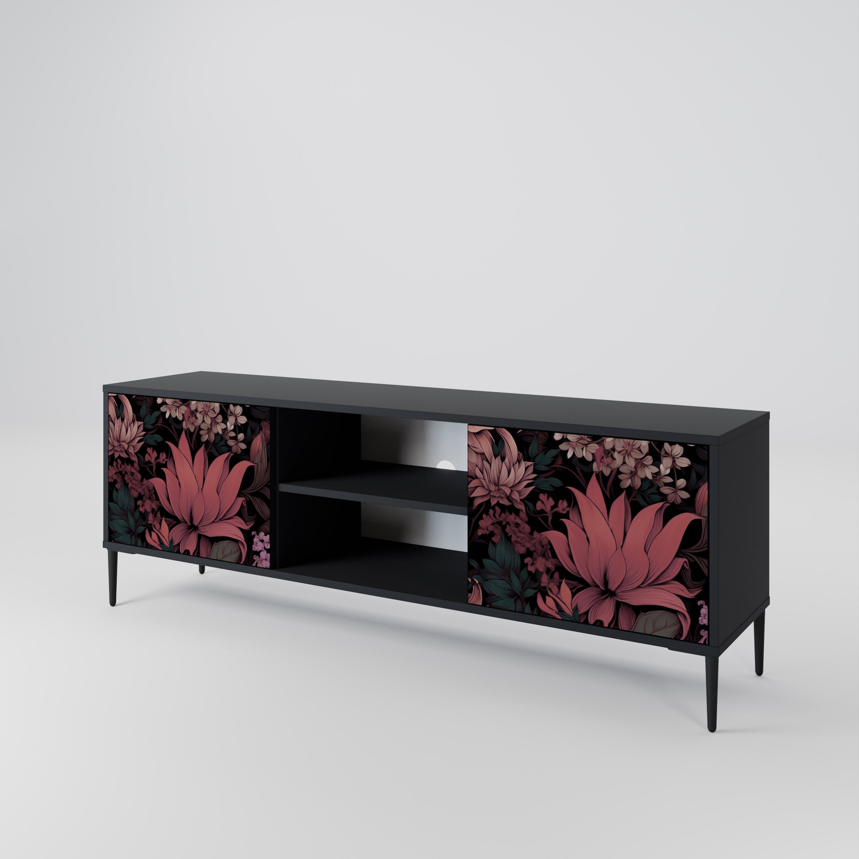FLORAL WHISPER Szafka RTV 2-drzwiowa korpus Czarny
