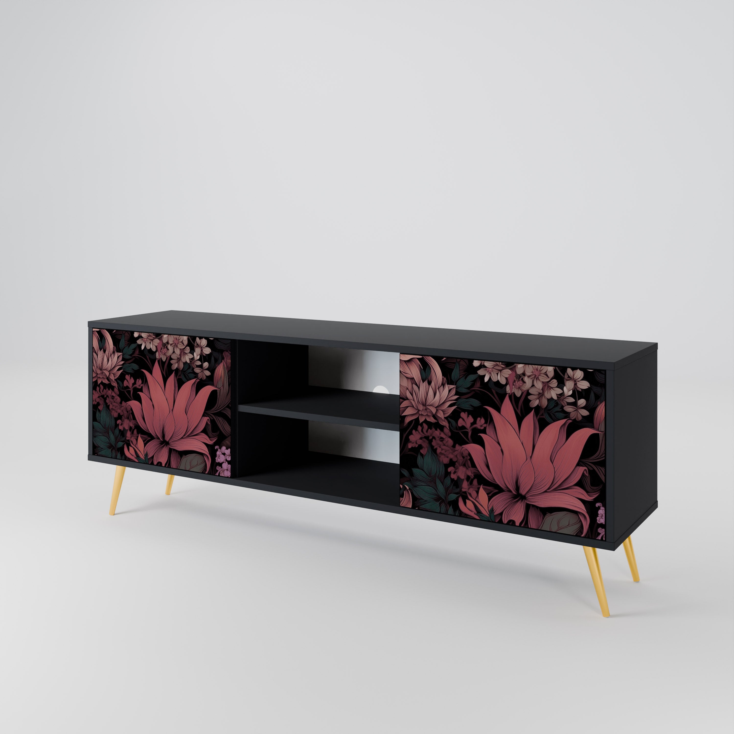 FLORAL WHISPER Szafka RTV 2-drzwiowa korpus Czarny