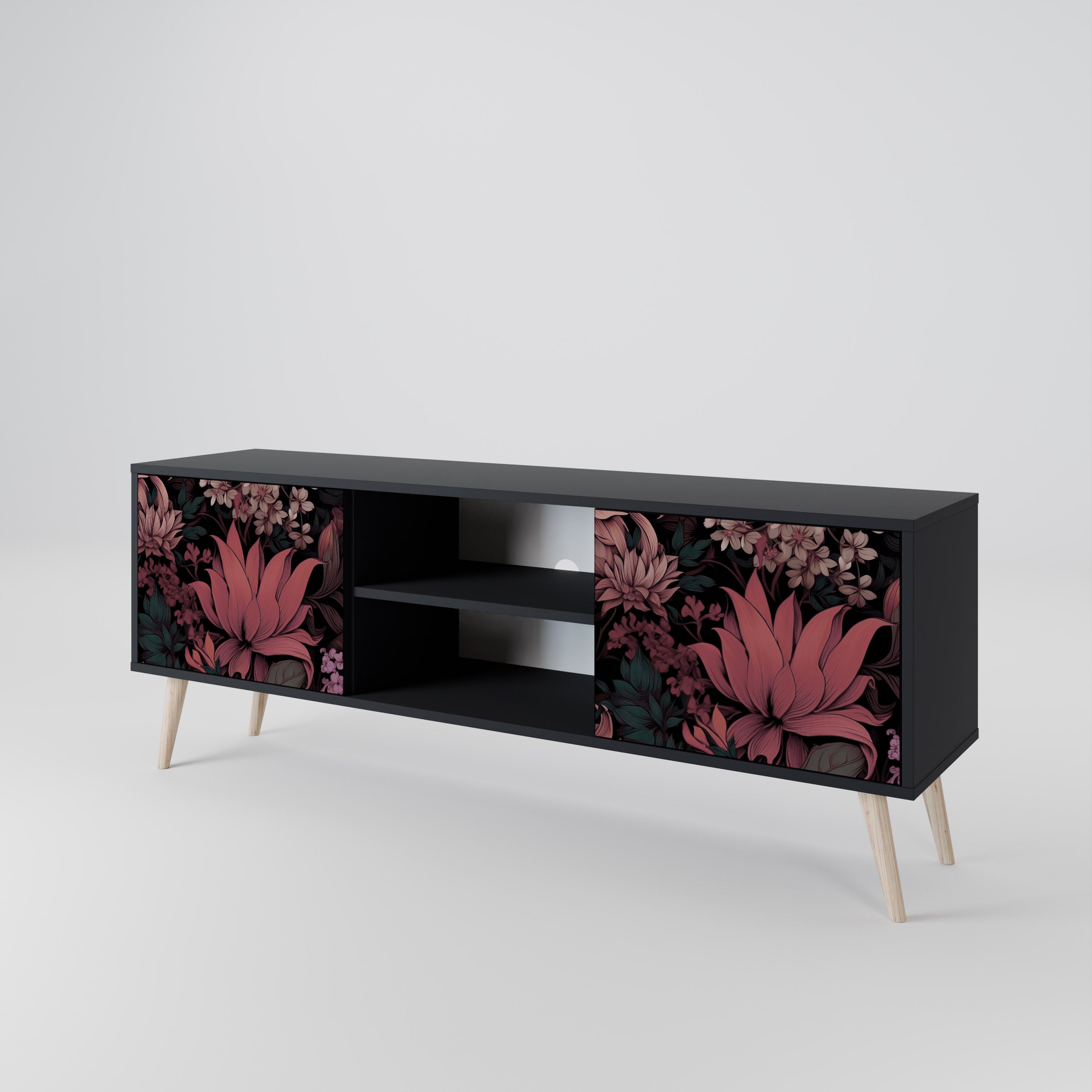 FLORAL WHISPER Szafka RTV 2-drzwiowa korpus Czarny