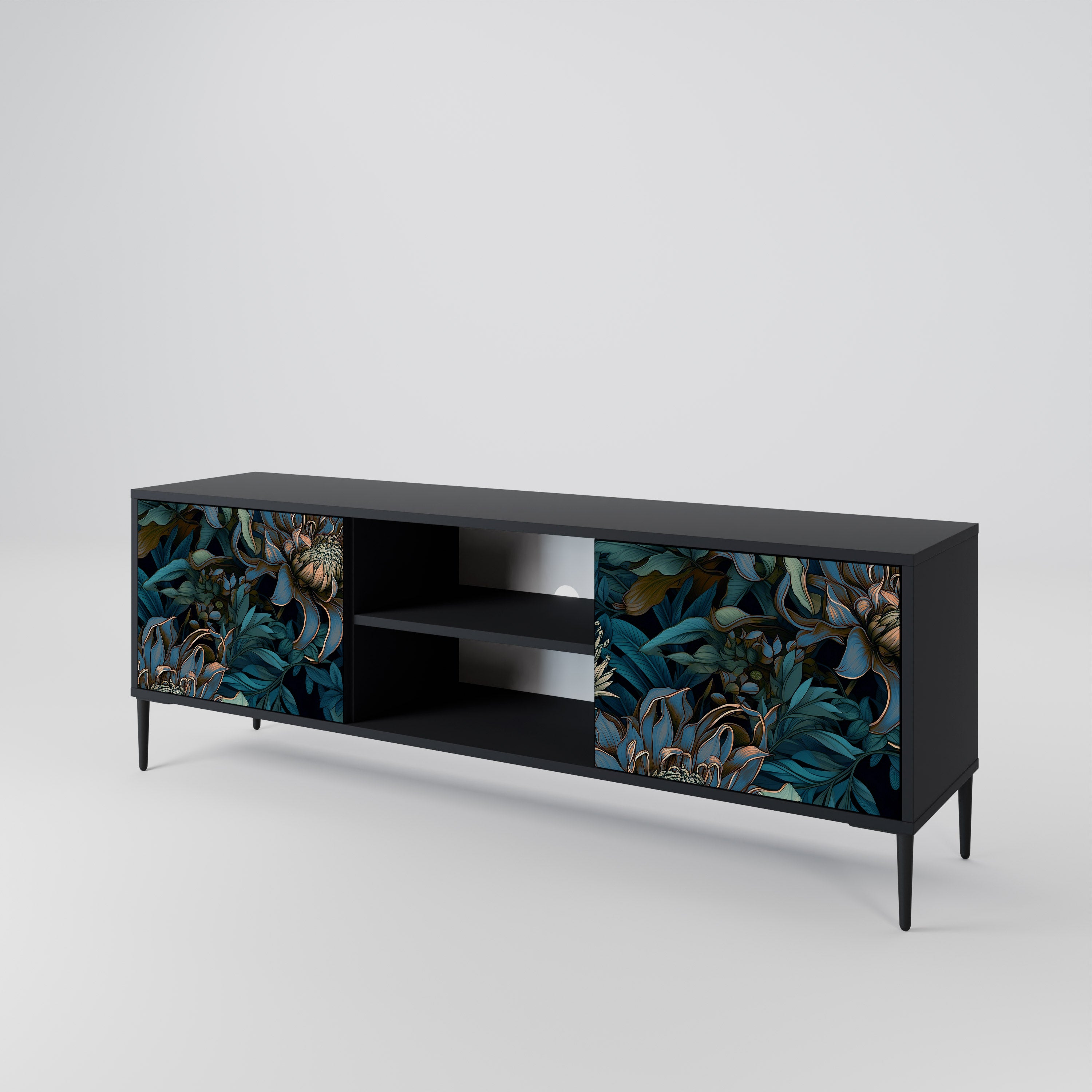 TWILIGHT BLOOM Szafka RTV 2-drzwiowa korpus Czarny