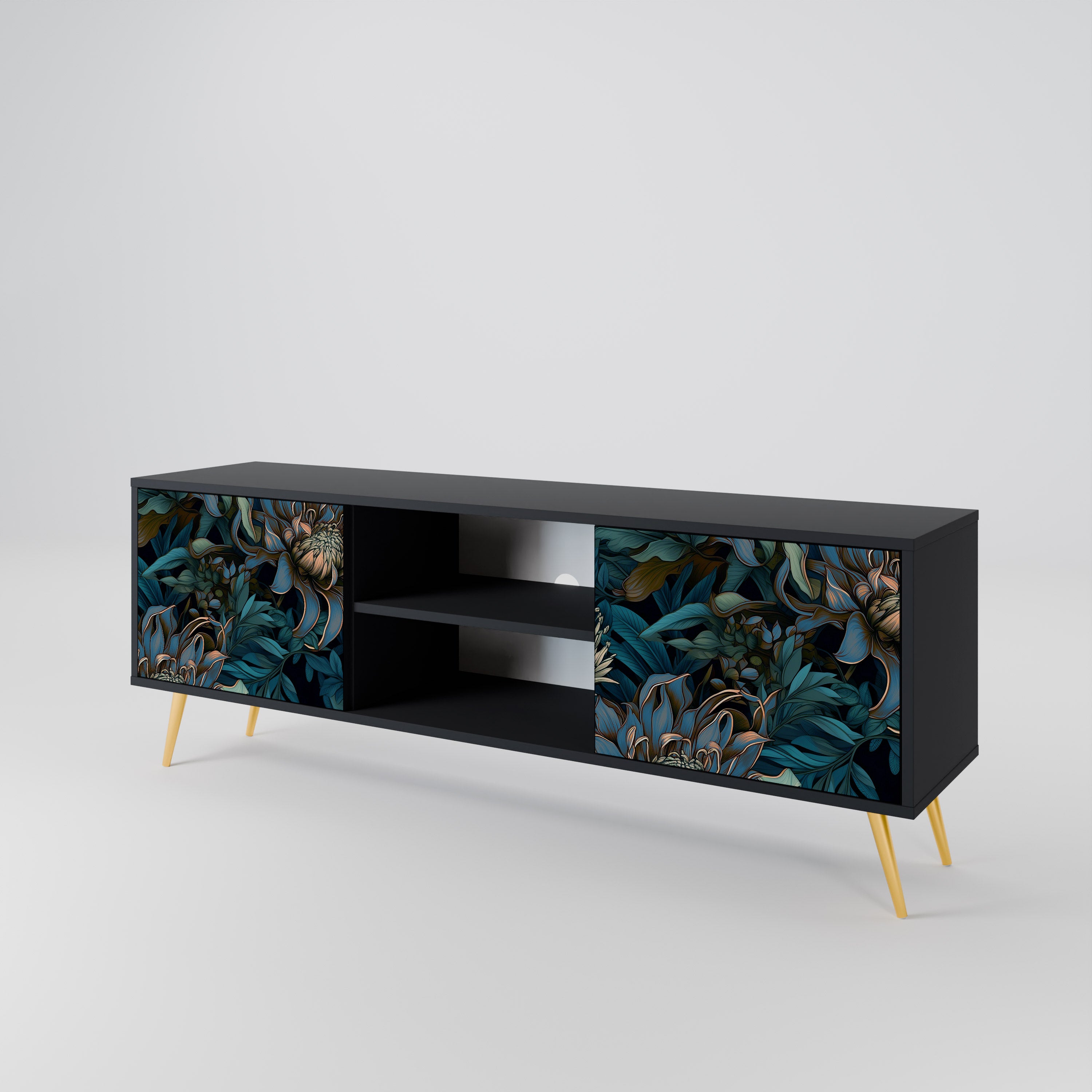 TWILIGHT BLOOM Szafka RTV 2-drzwiowa korpus Czarny