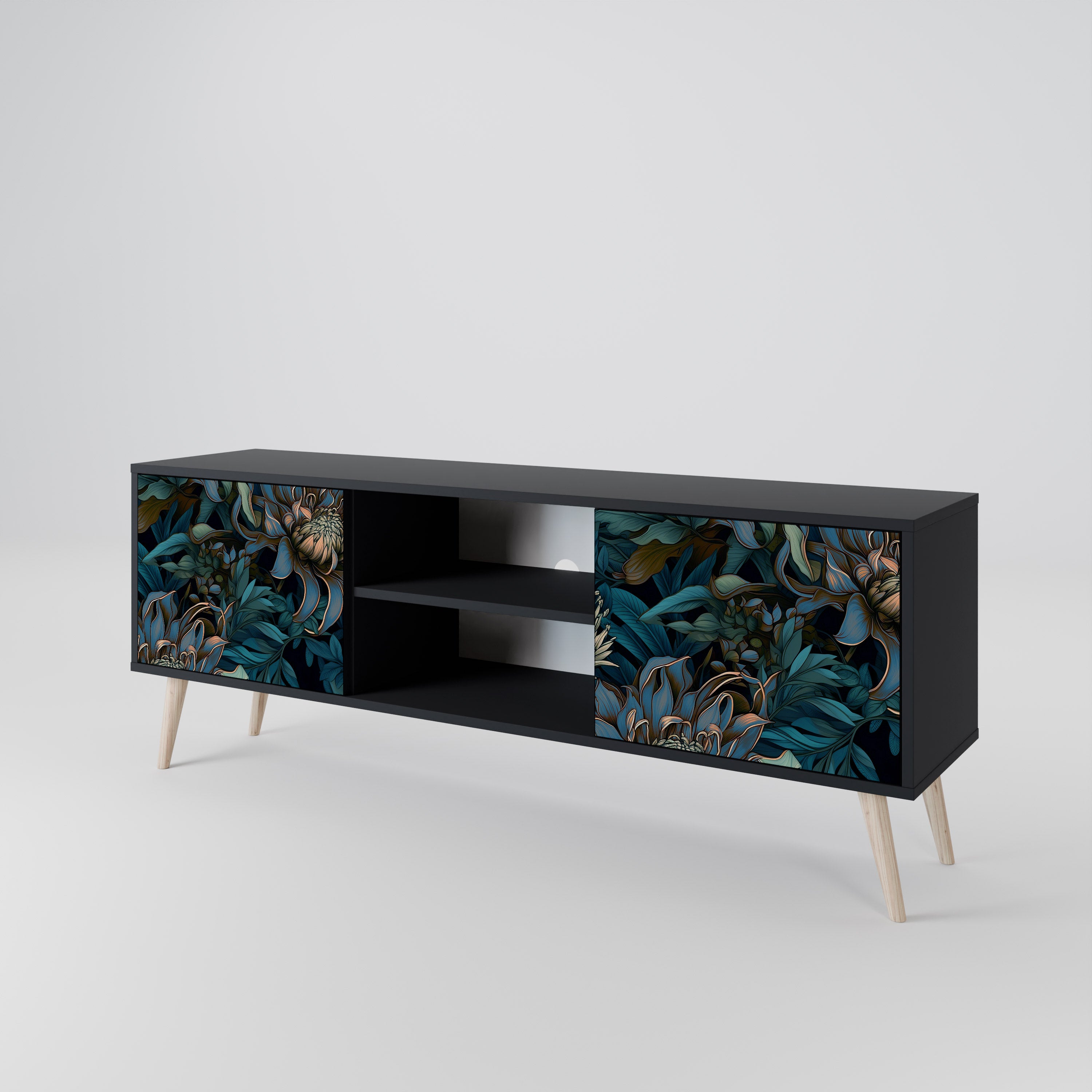 TWILIGHT BLOOM Szafka RTV 2-drzwiowa korpus Czarny