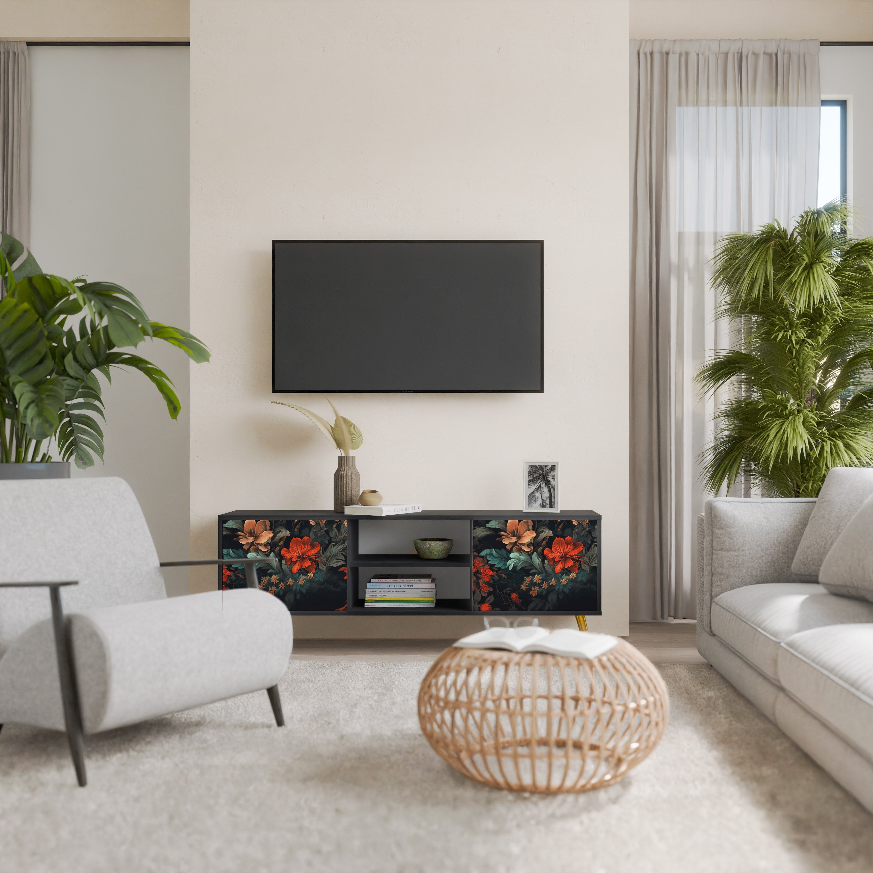 IMAGINARY BLOSSOM Szafka RTV 2-drzwiowa korpus Czarny