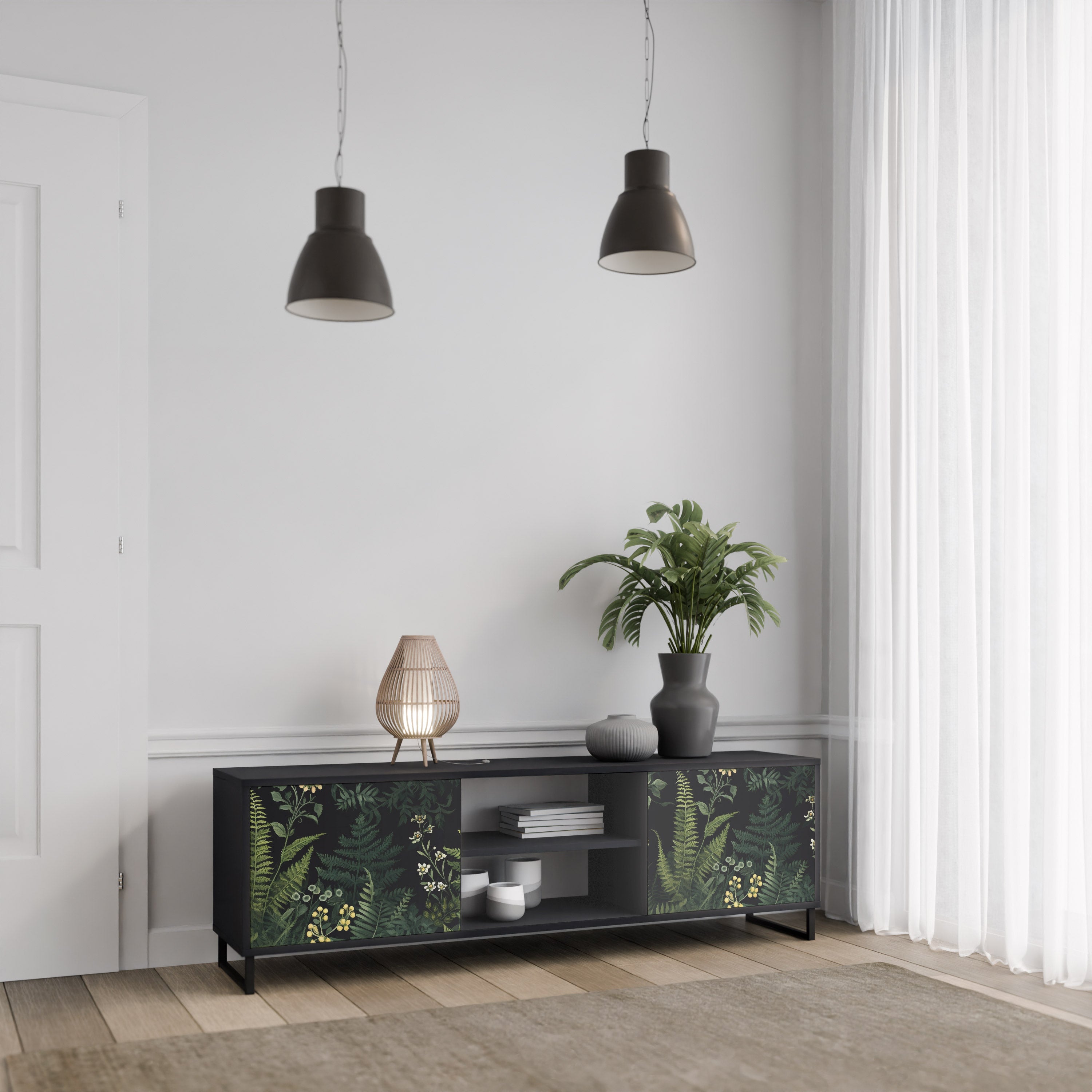 FERN FLOWERS Szafka RTV 2-drzwiowa korpus Czarny