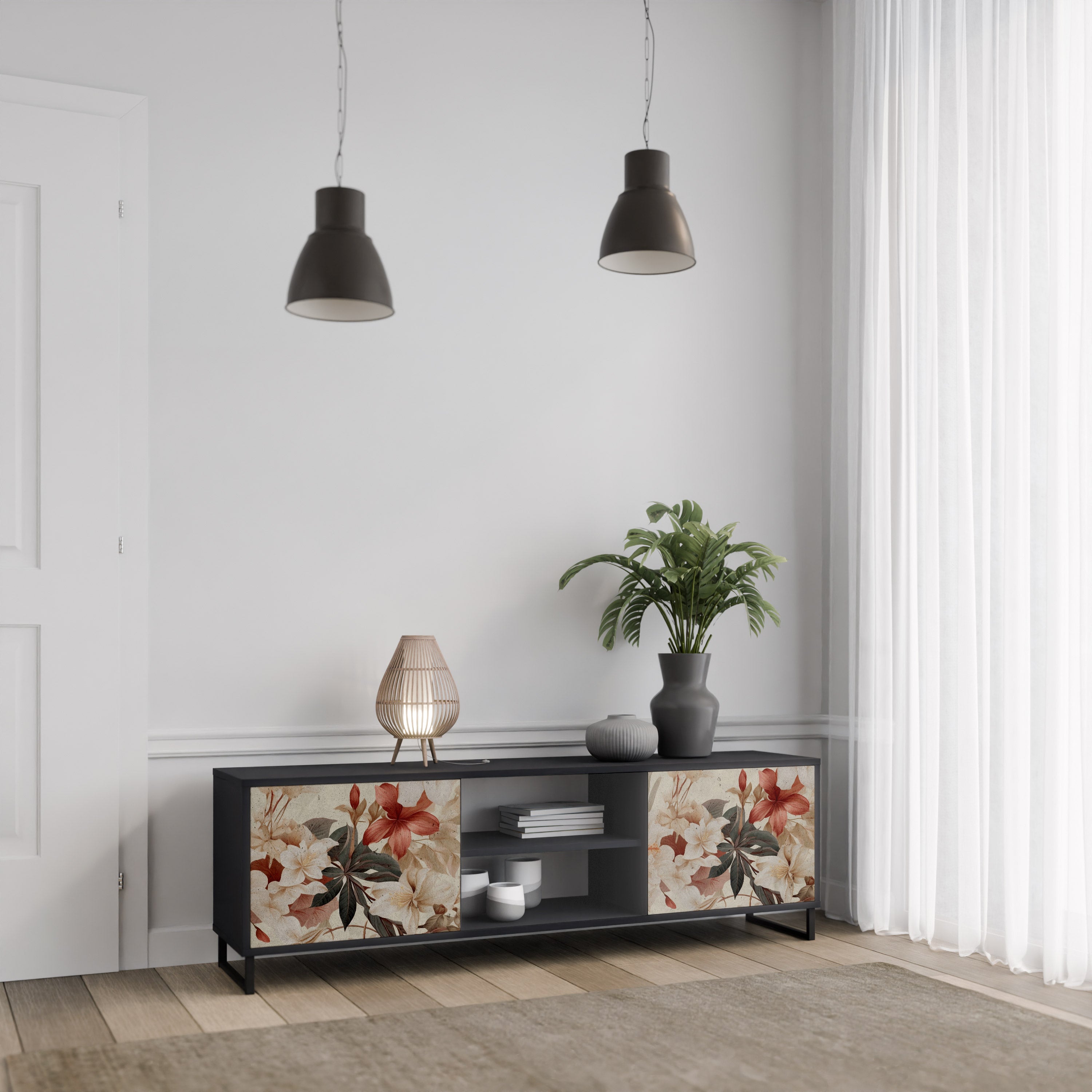 PETAL HARMONY Szafka RTV 2-drzwiowa korpus Czarny