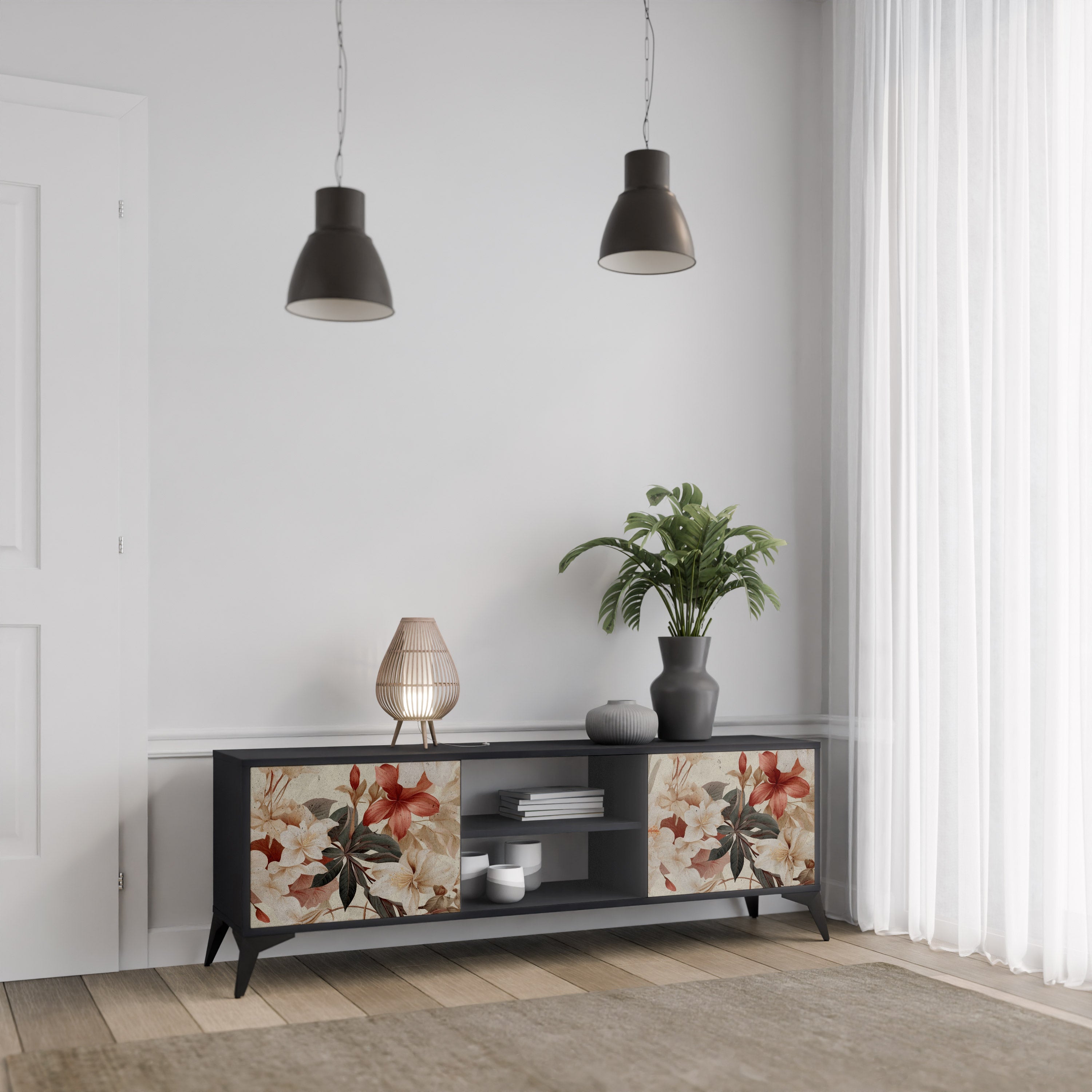 PETAL HARMONY Szafka RTV 2-drzwiowa korpus Czarny