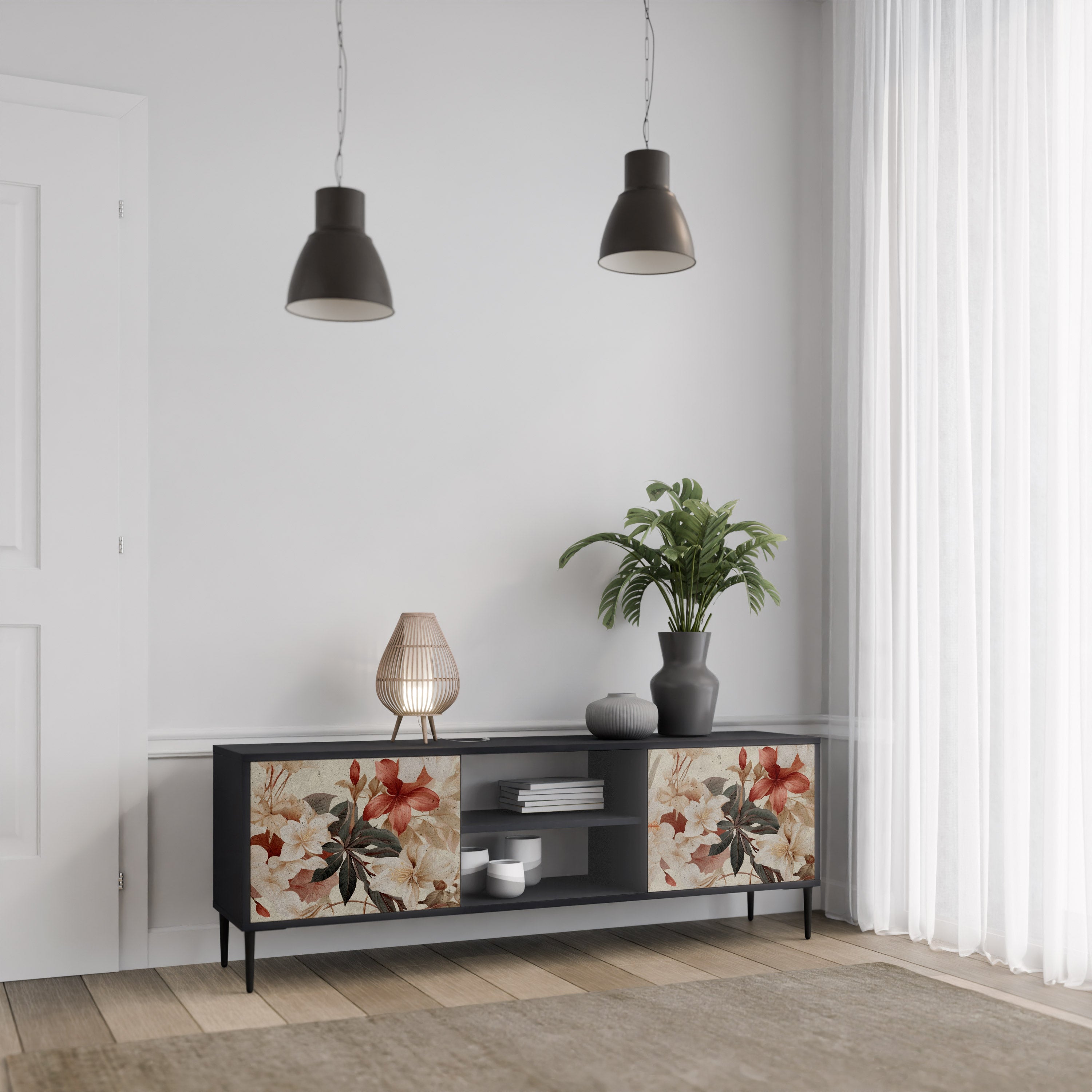 PETAL HARMONY Szafka RTV 2-drzwiowa korpus Czarny