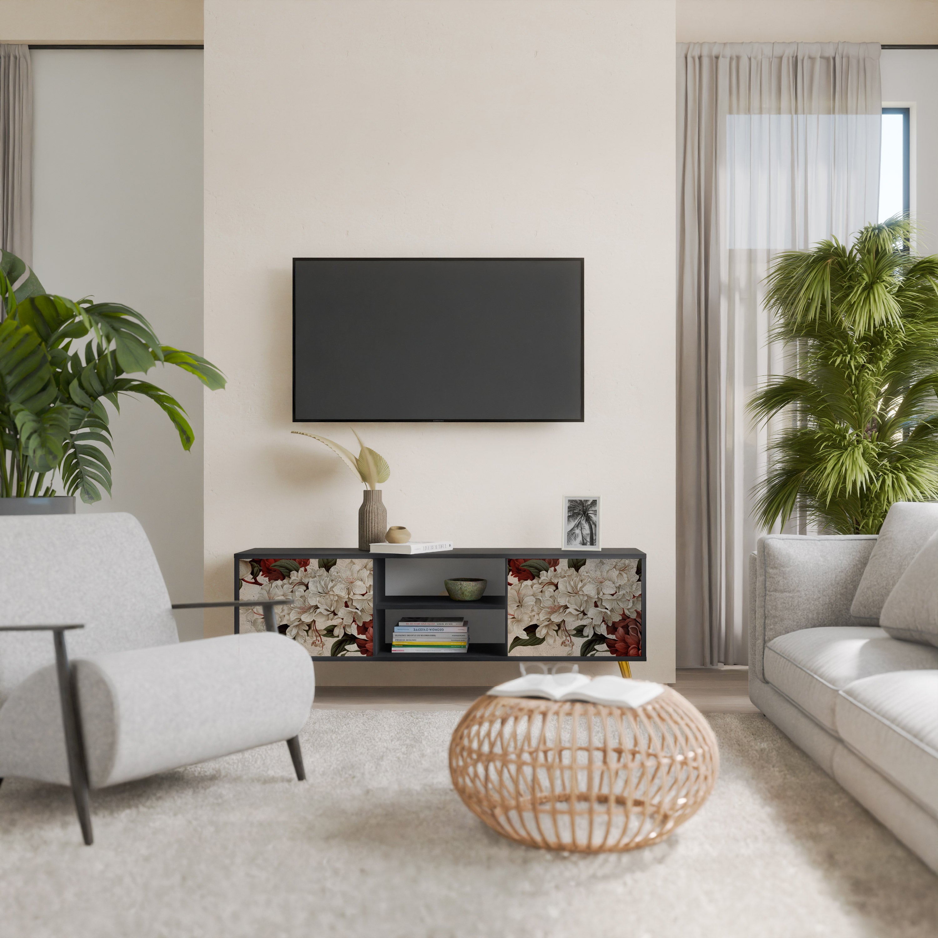 EPHEMERAL DAYS Szafka RTV 2-drzwiowa korpus Czarny