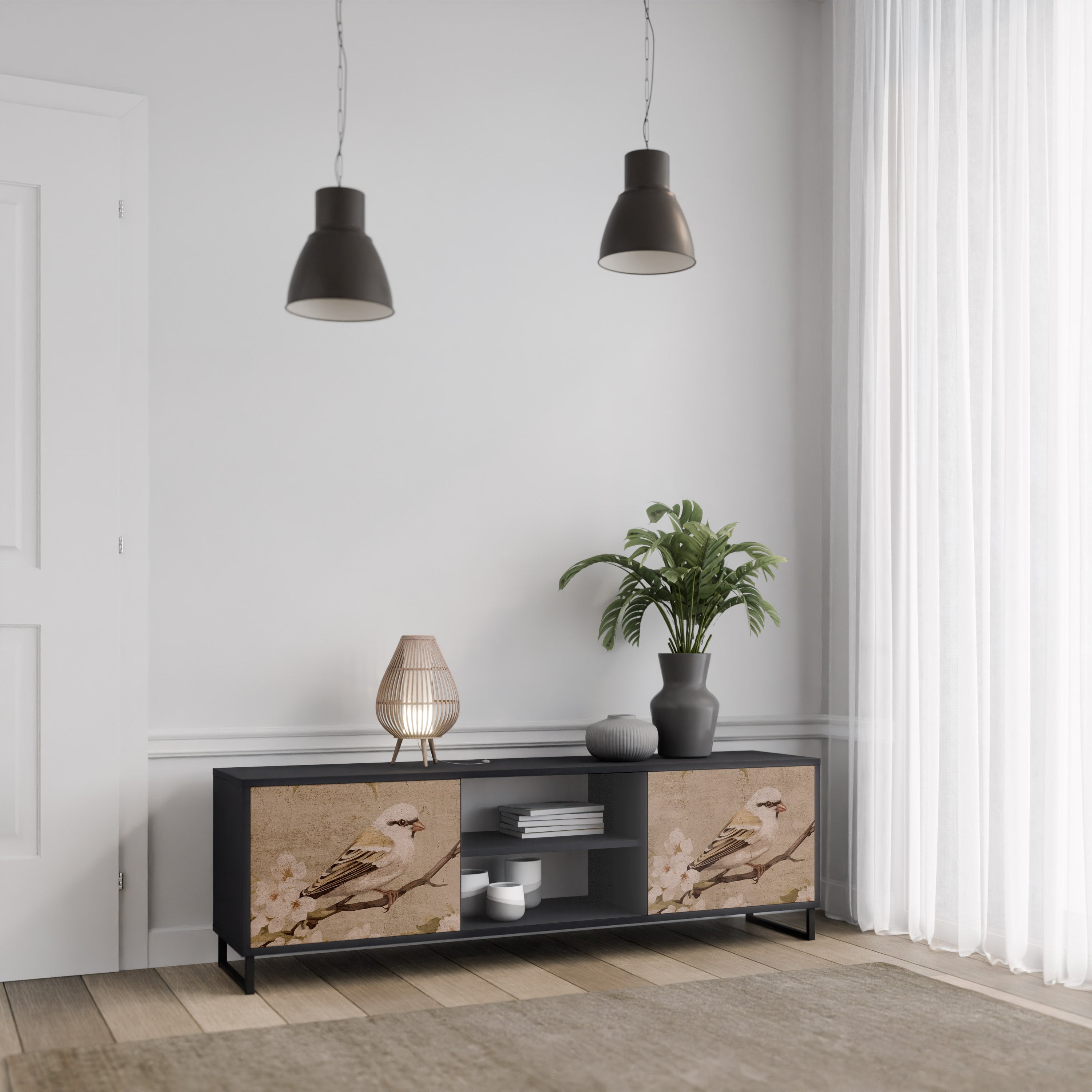 PETAL DISTINGUISH Szafka RTV 2-drzwiowa korpus Czarny