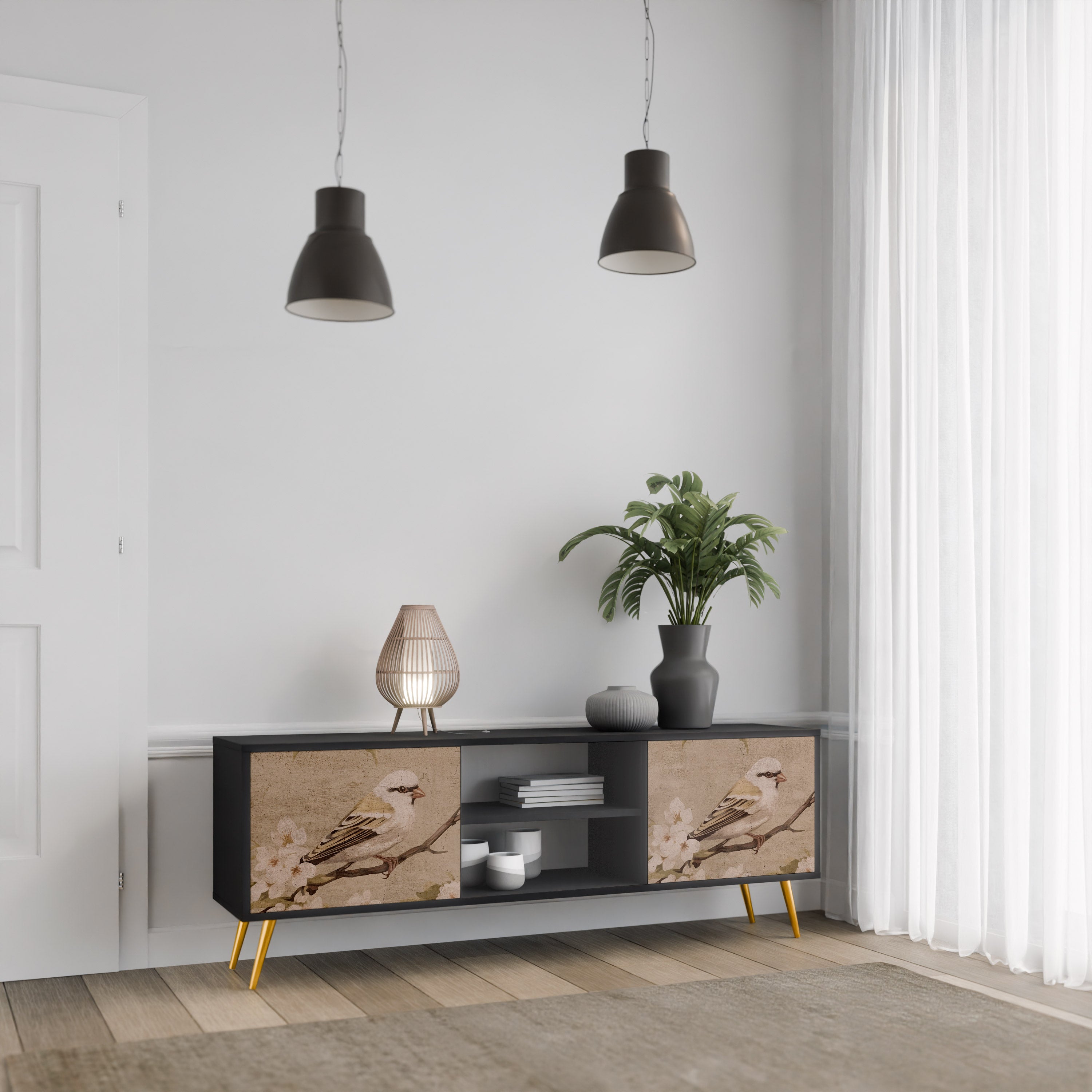 PETAL DISTINGUISH Szafka RTV 2-drzwiowa korpus Czarny