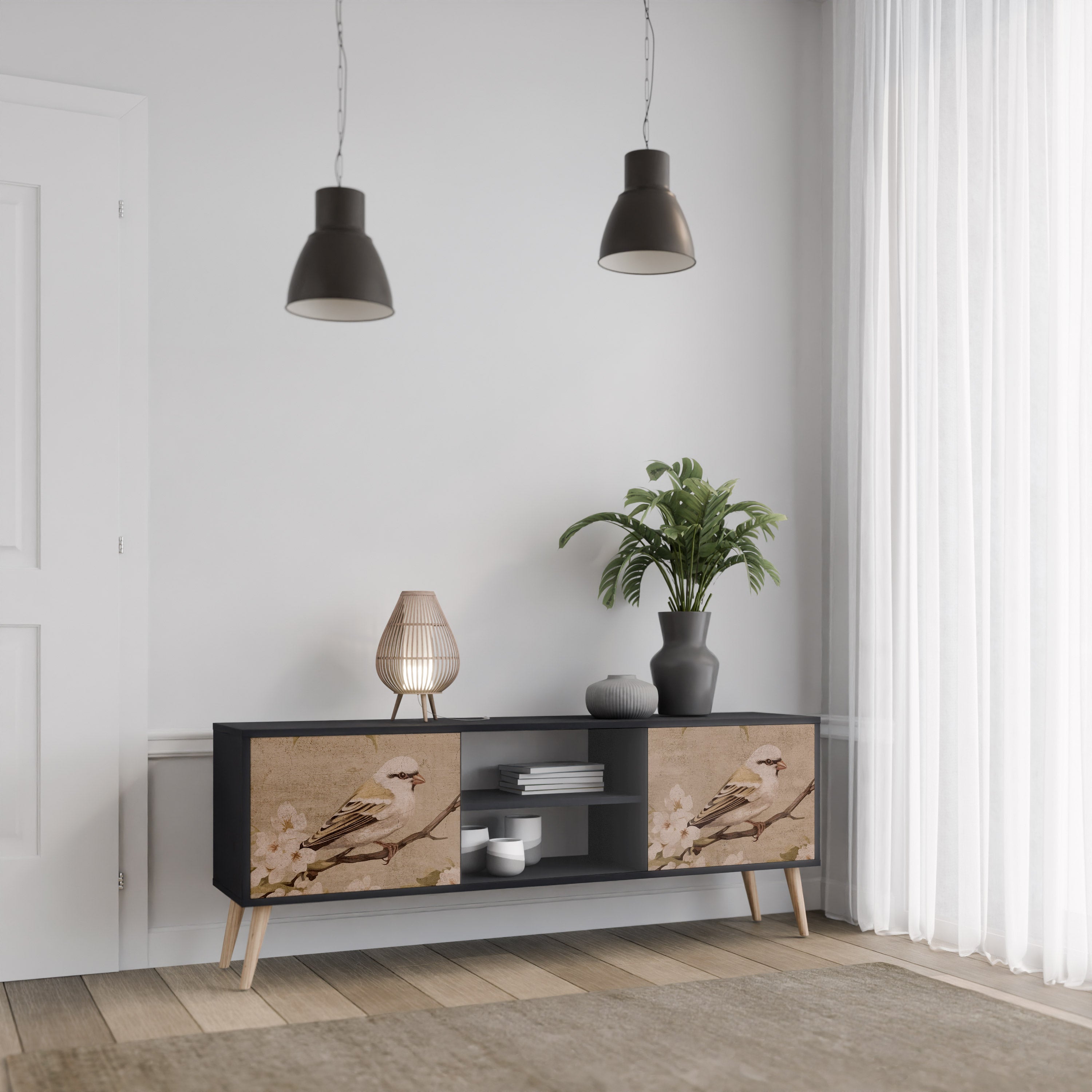 PETAL DISTINGUISH Szafka RTV 2-drzwiowa korpus Czarny
