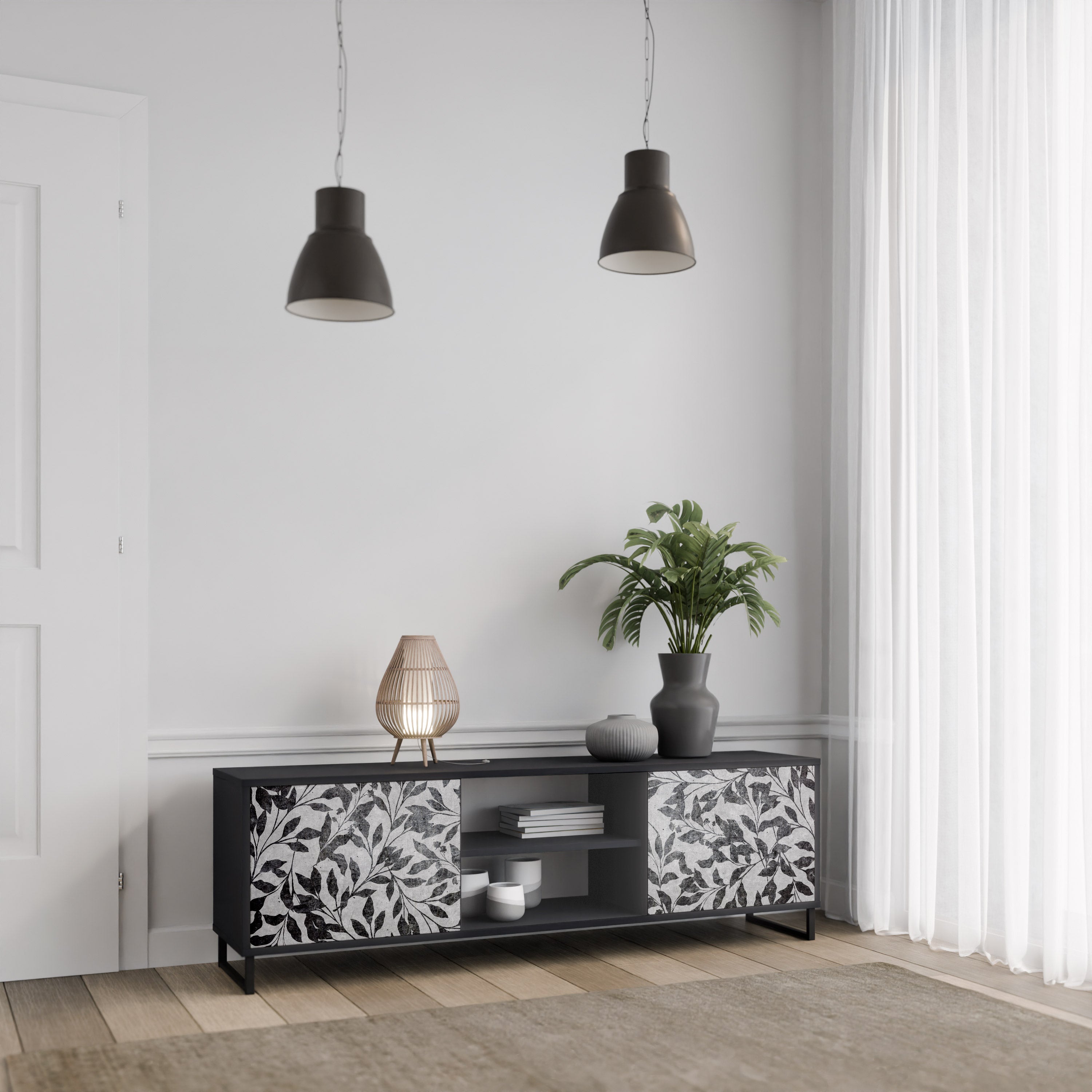 CHARCOAL SPROUT Szafka RTV 2-drzwiowa korpus Czarny