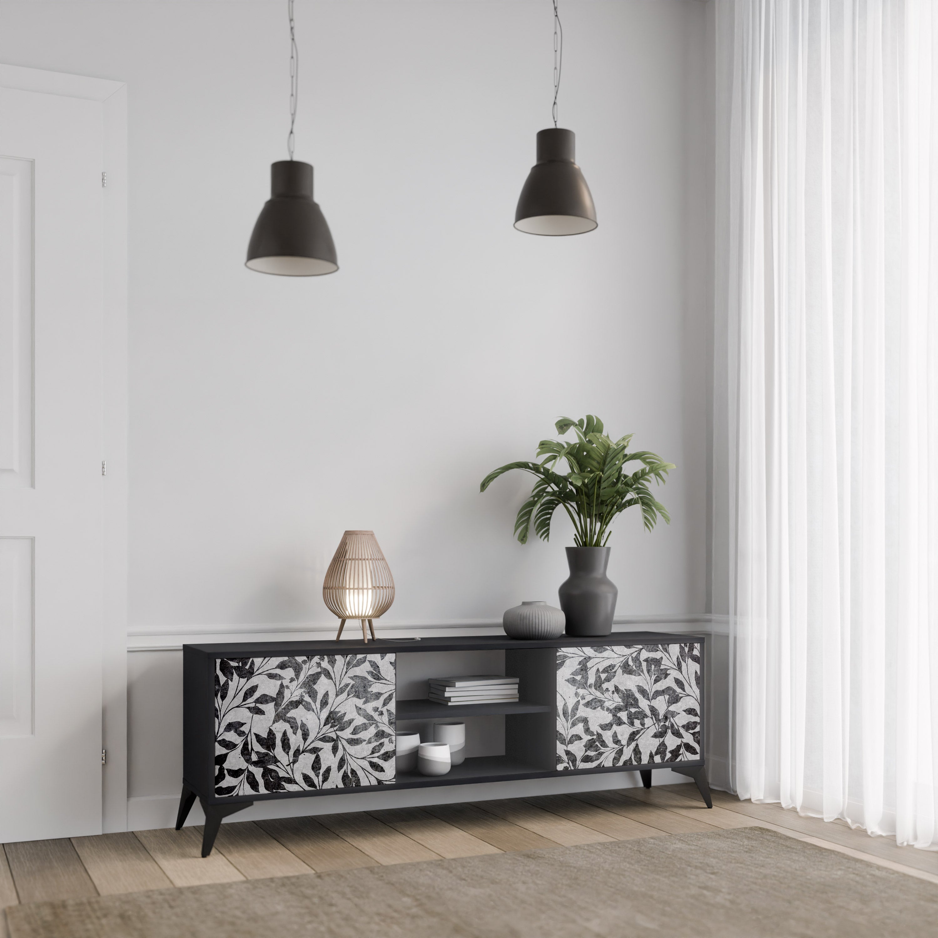 CHARCOAL SPROUT Szafka RTV 2-drzwiowa korpus Czarny