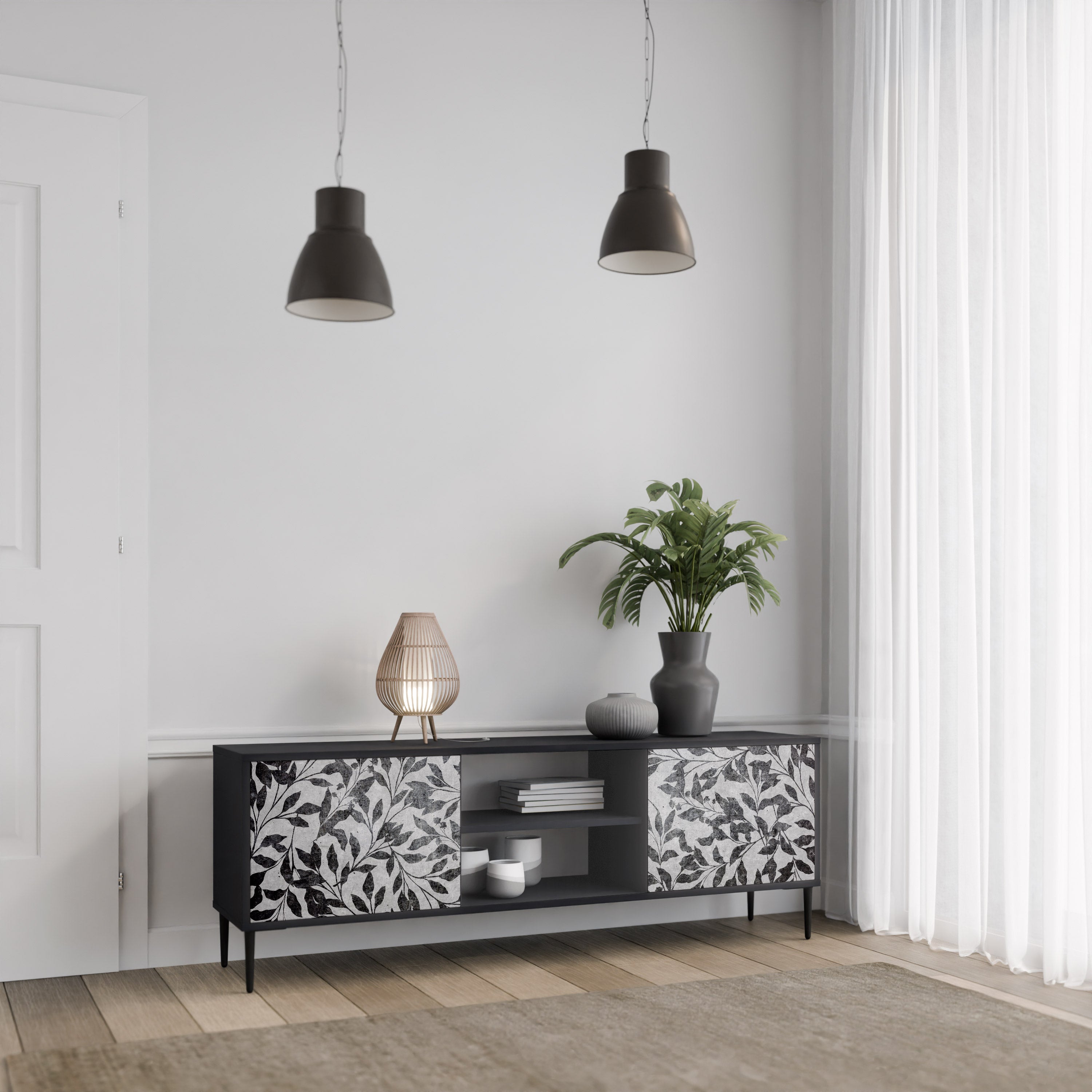 CHARCOAL SPROUT Szafka RTV 2-drzwiowa korpus Czarny