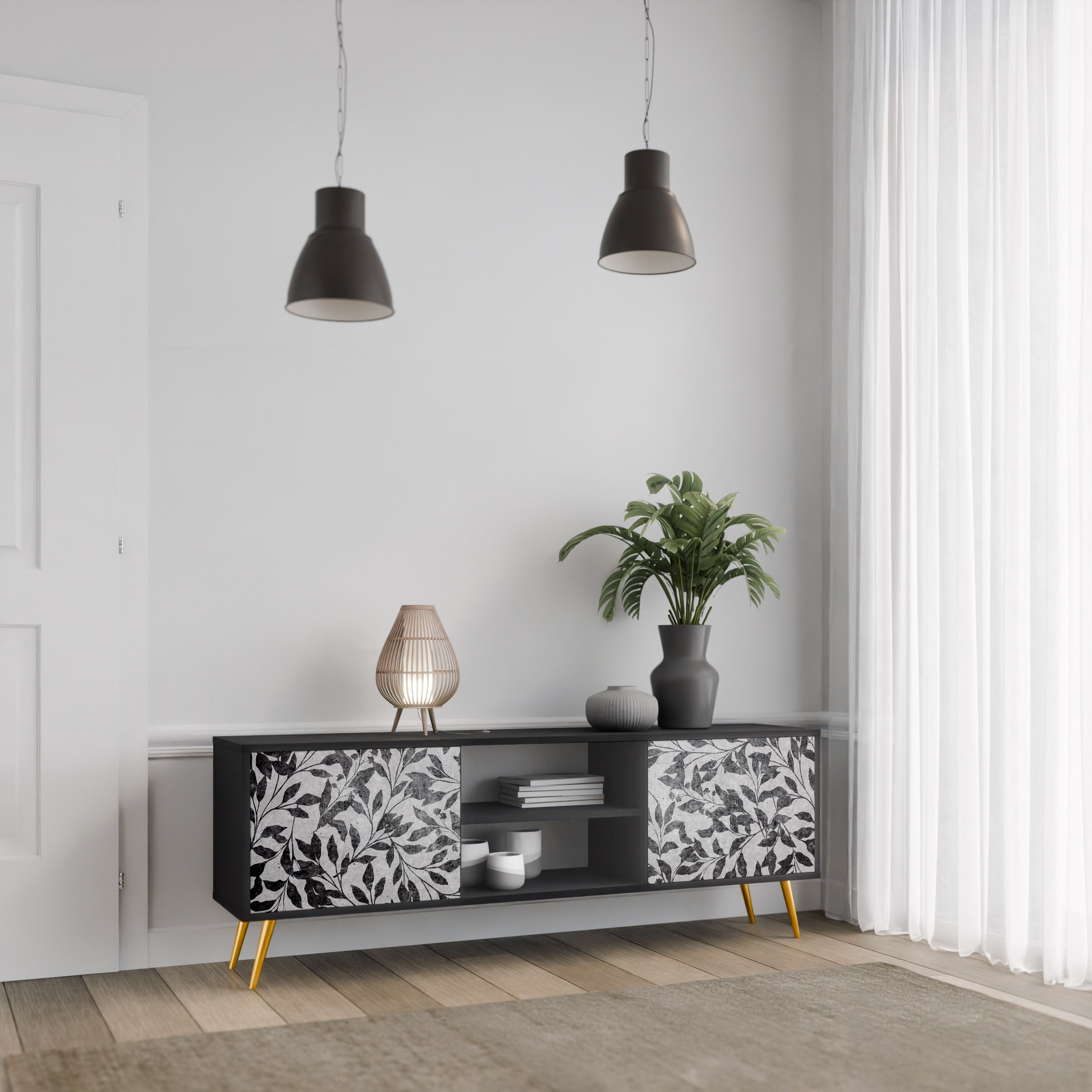 CHARCOAL SPROUT Szafka RTV 2-drzwiowa korpus Czarny