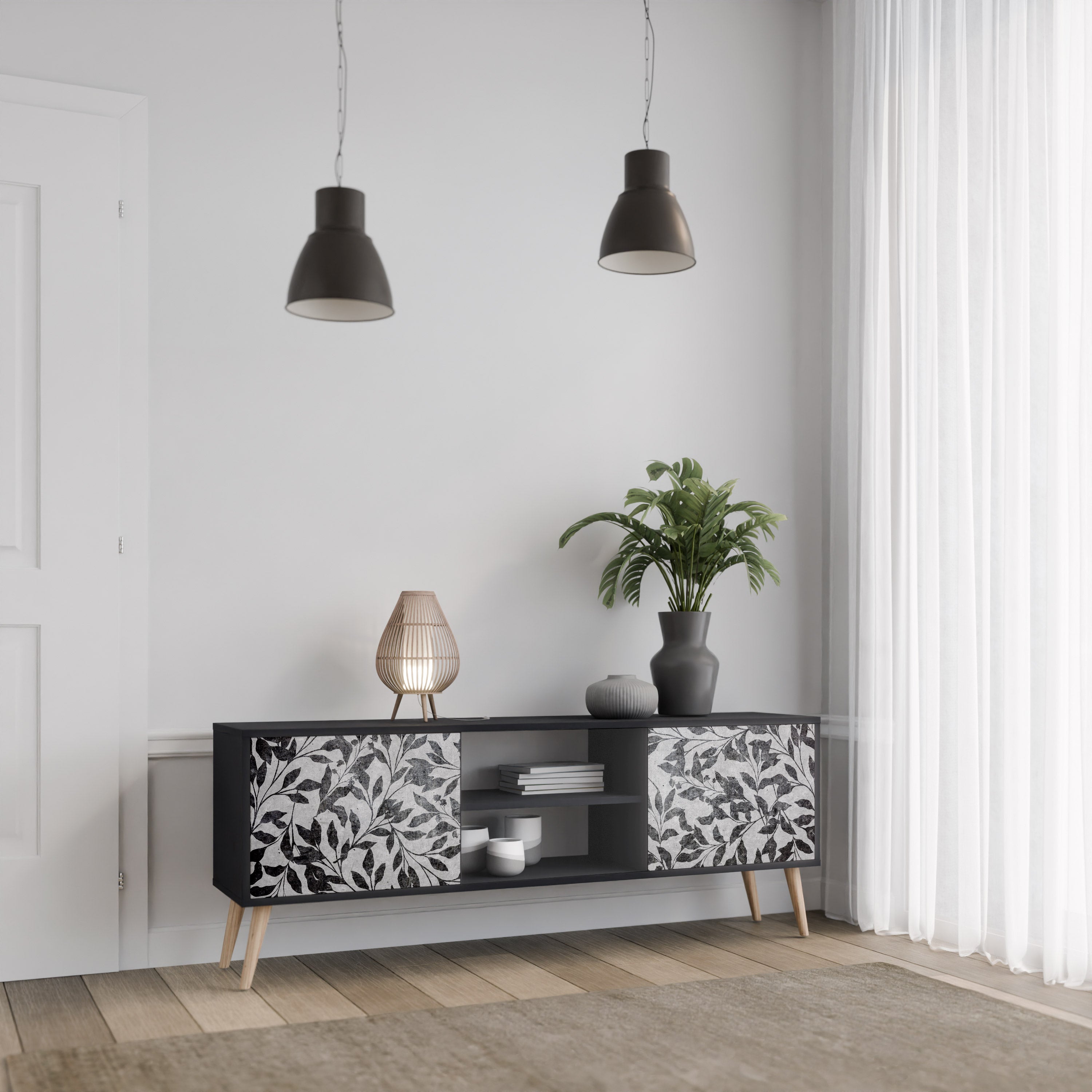 CHARCOAL SPROUT Szafka RTV 2-drzwiowa korpus Czarny