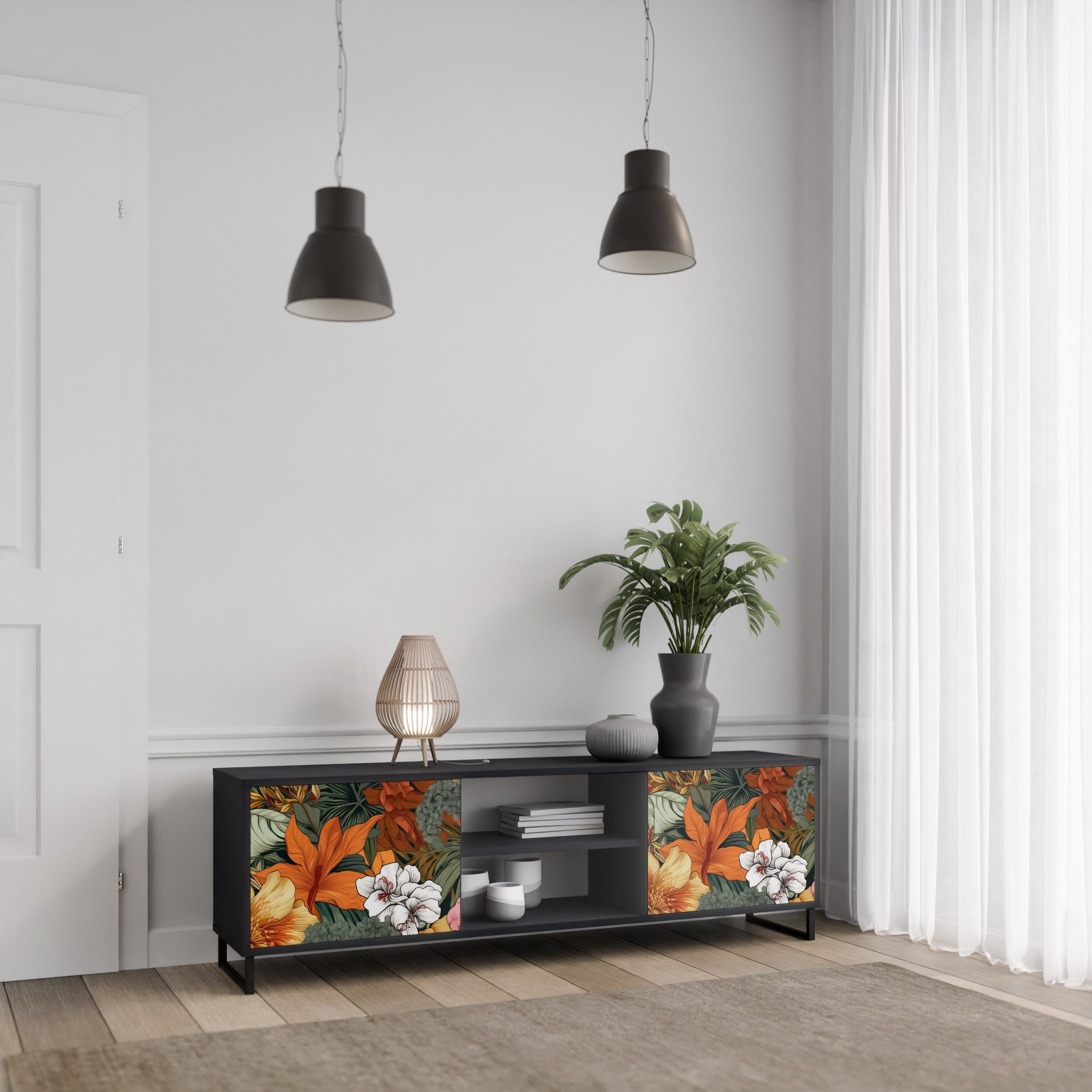 RADIANT FLORA Szafka RTV 2-drzwiowa korpus Czarny