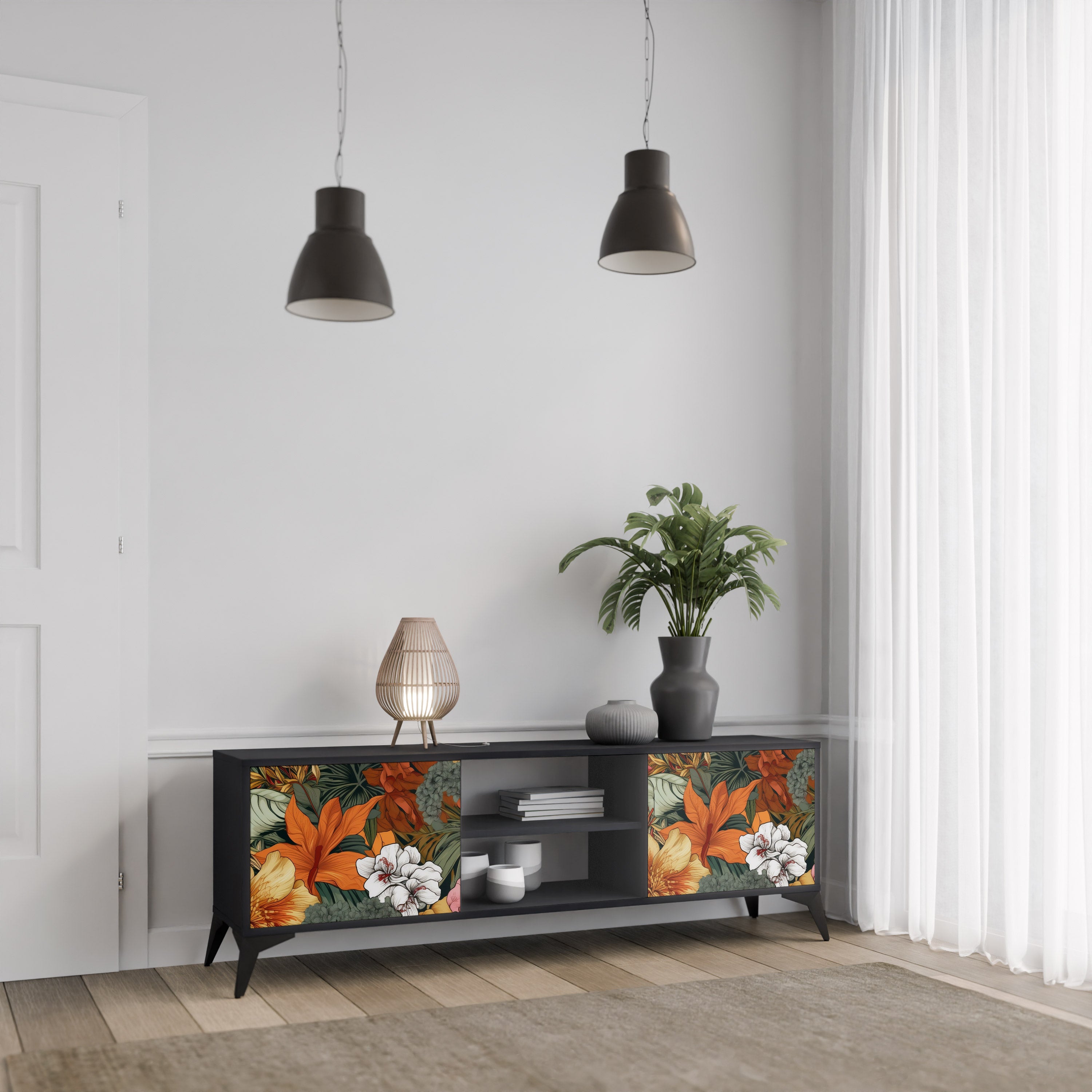 RADIANT FLORA Szafka RTV 2-drzwiowa korpus Czarny