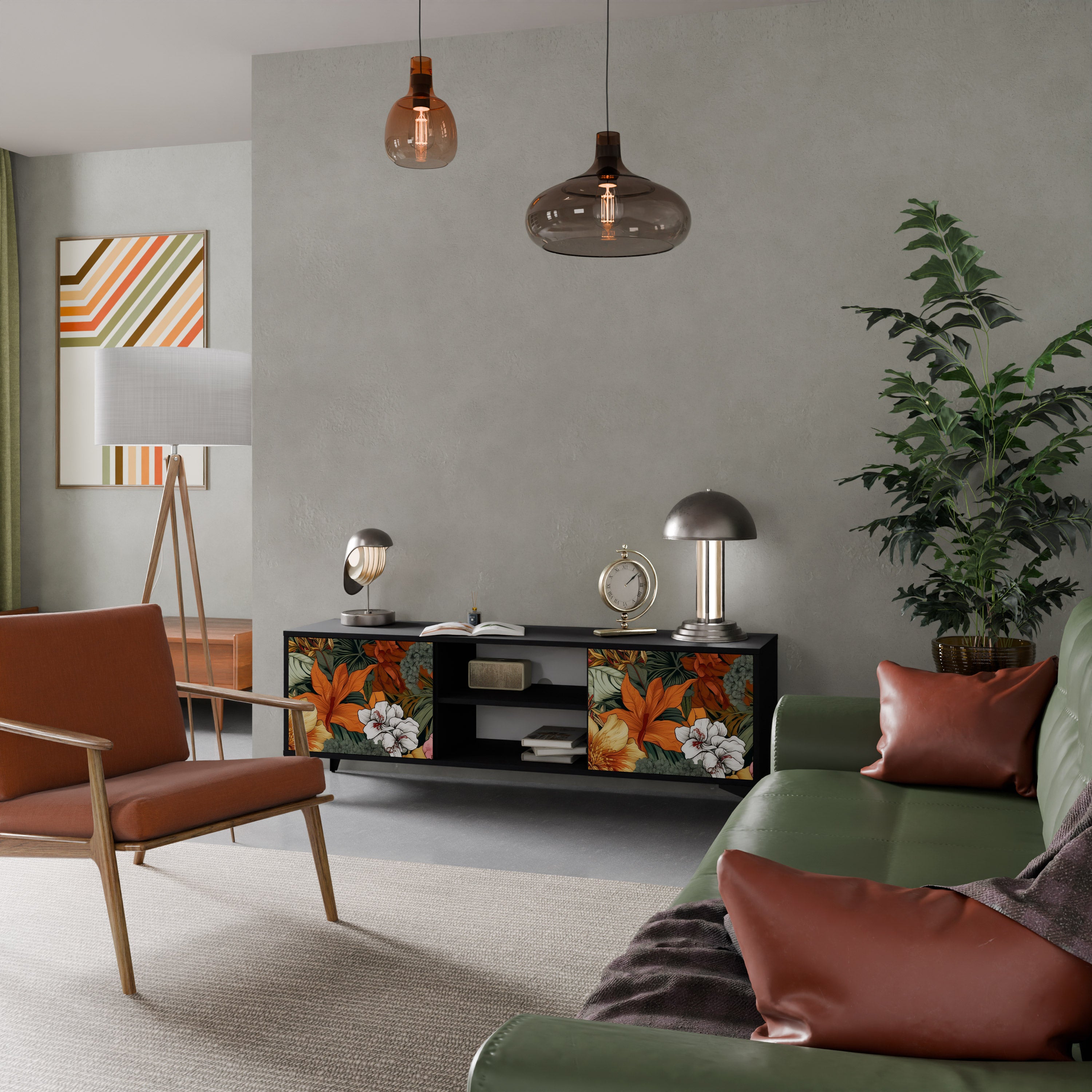 RADIANT FLORA Szafka RTV 2-drzwiowa korpus Czarny