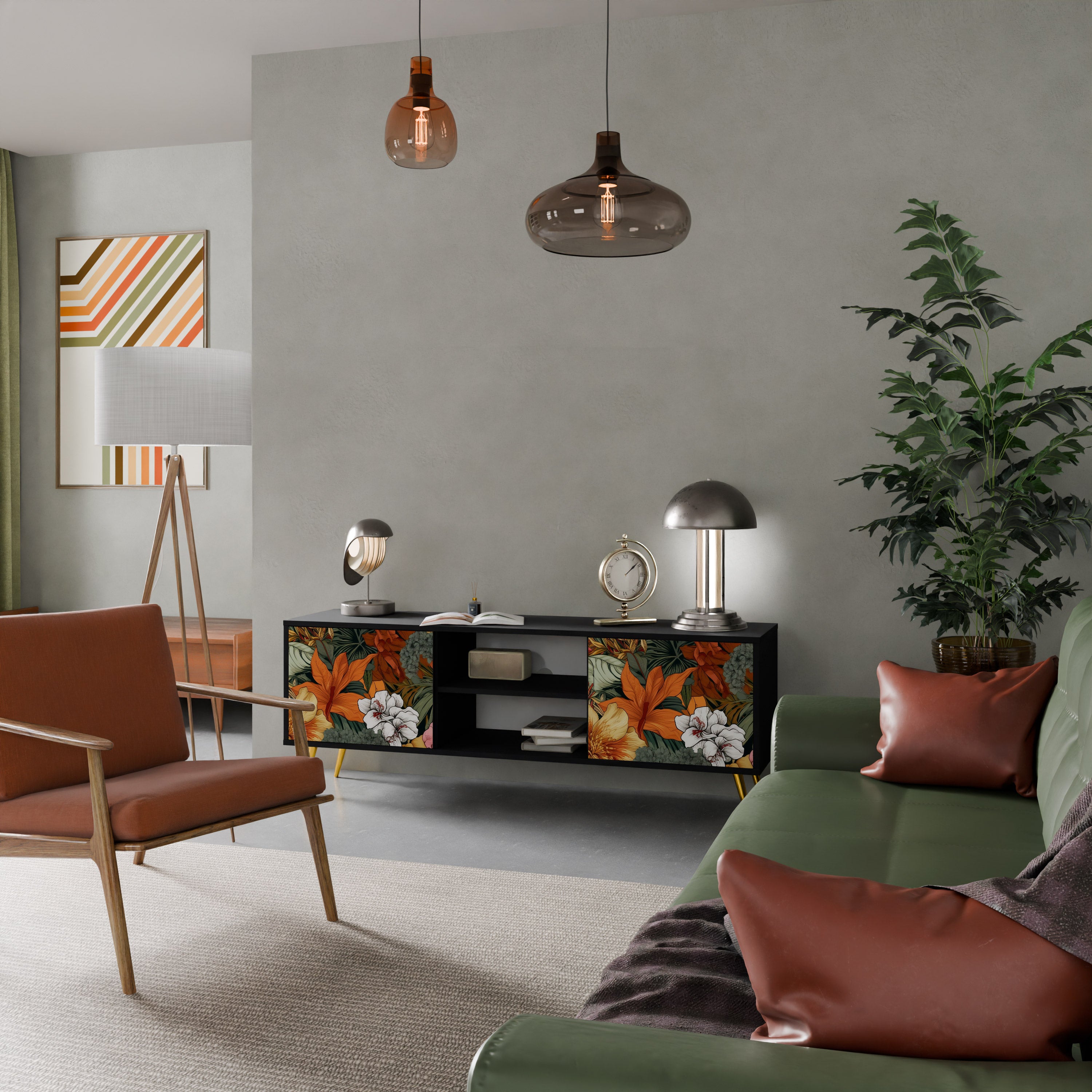 RADIANT FLORA Szafka RTV 2-drzwiowa korpus Czarny