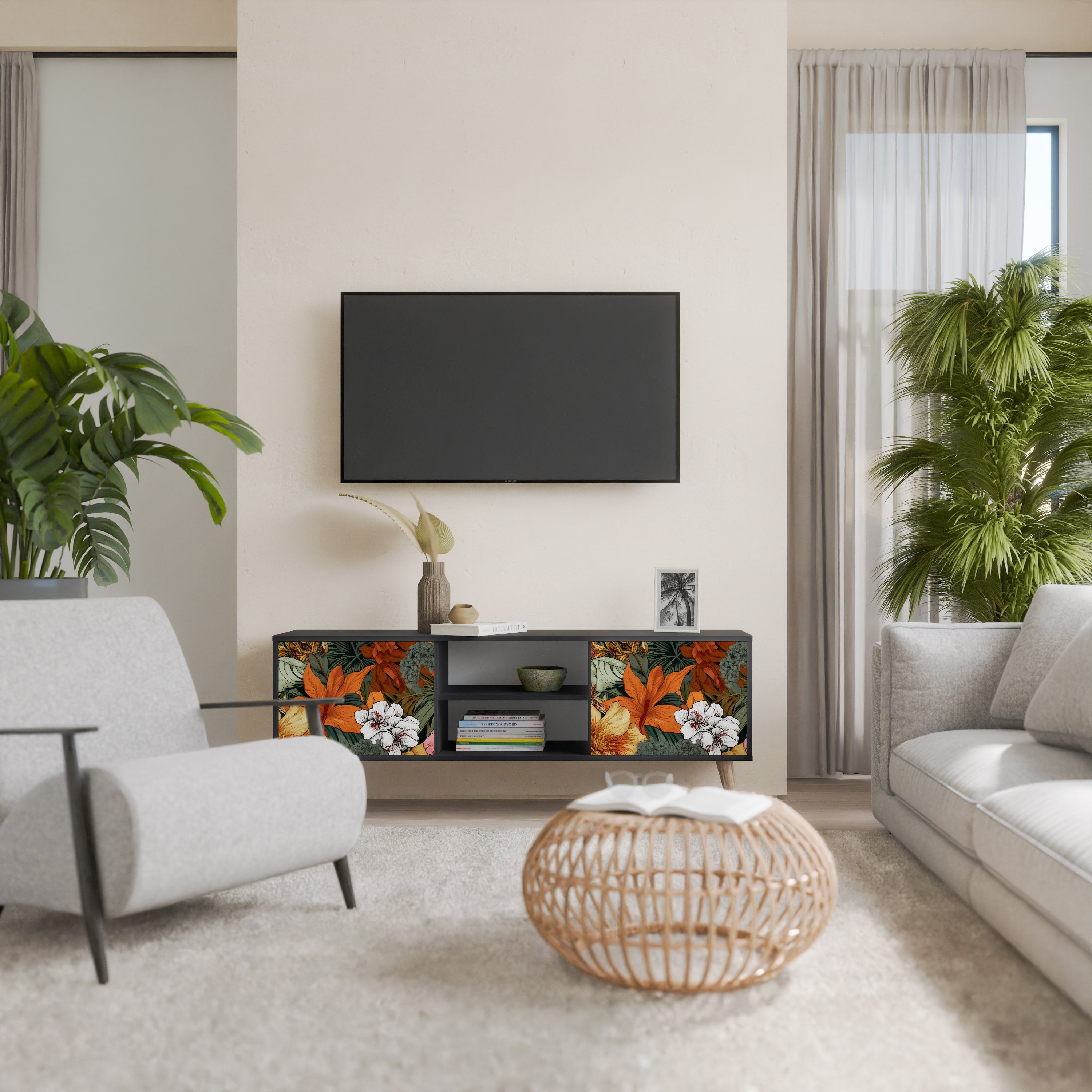 RADIANT FLORA Szafka RTV 2-drzwiowa korpus Czarny