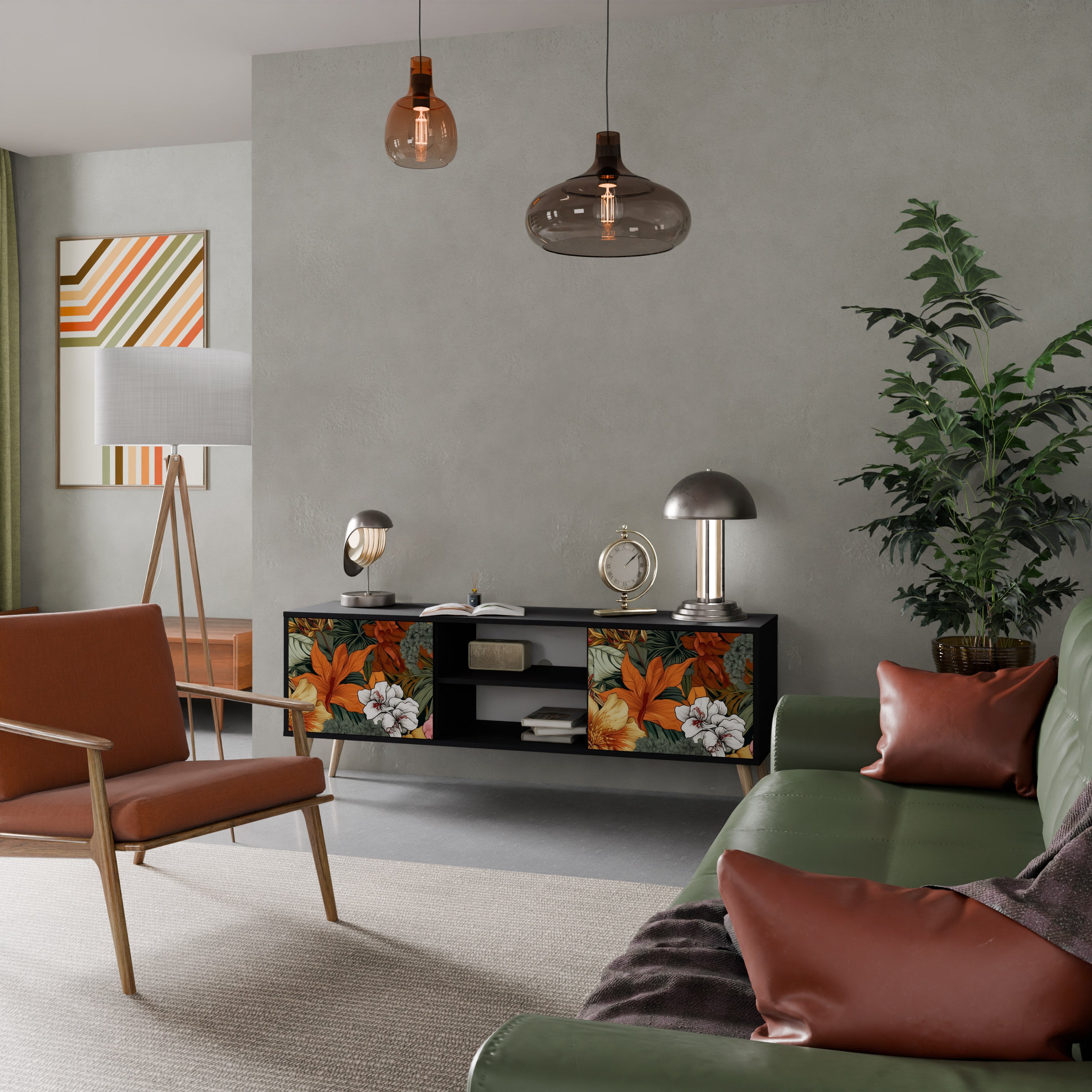 RADIANT FLORA Szafka RTV 2-drzwiowa korpus Czarny