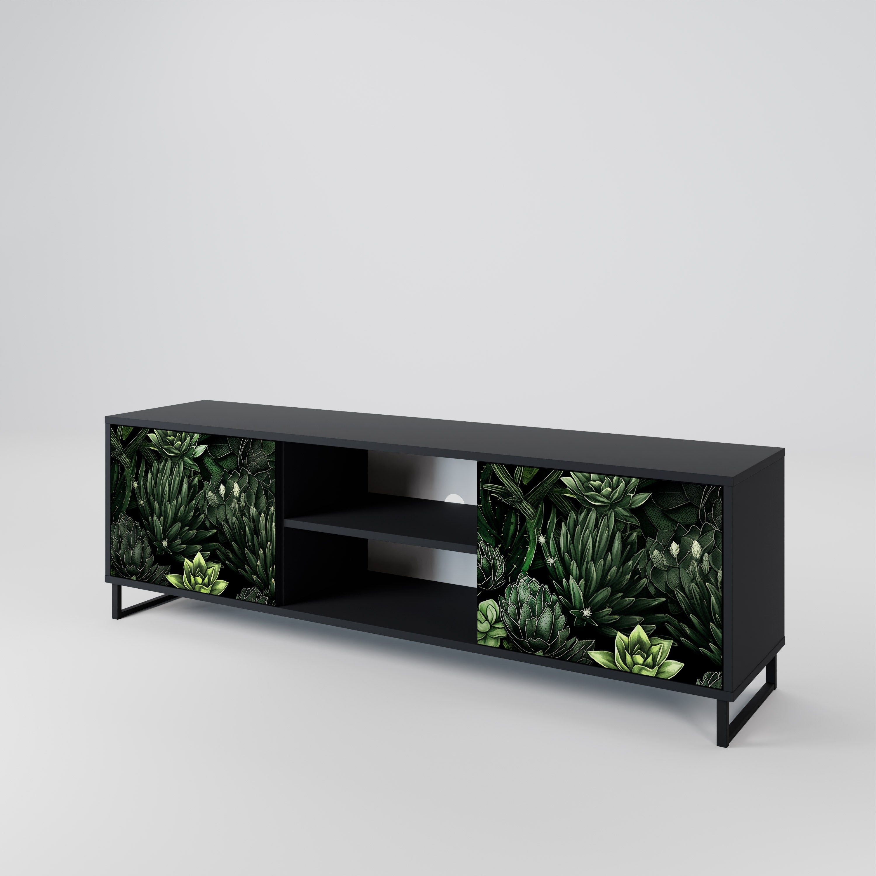 SUCCULENT JUNGLE Szafka RTV 2-drzwiowa korpus Czarny