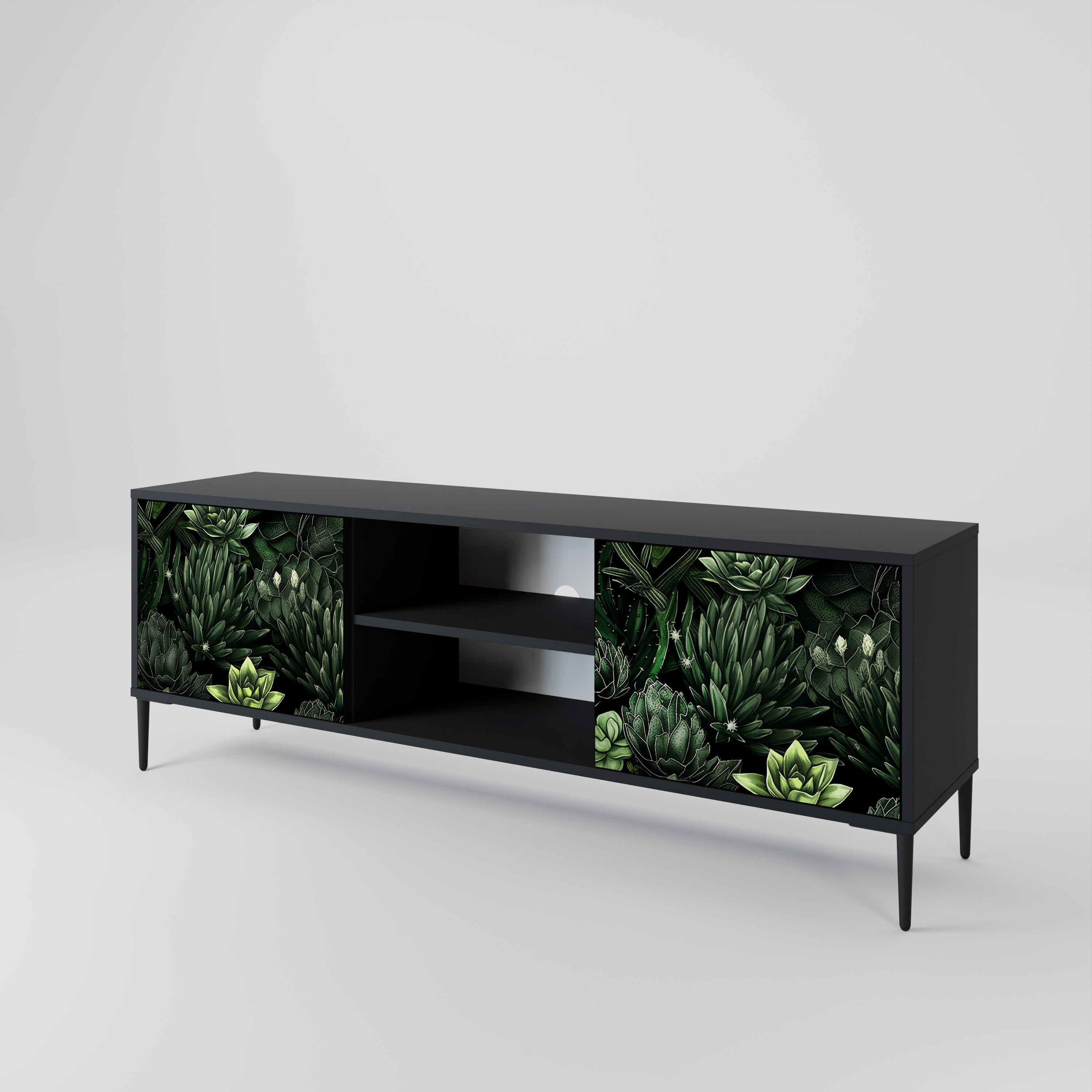 SUCCULENT JUNGLE Szafka RTV 2-drzwiowa korpus Czarny