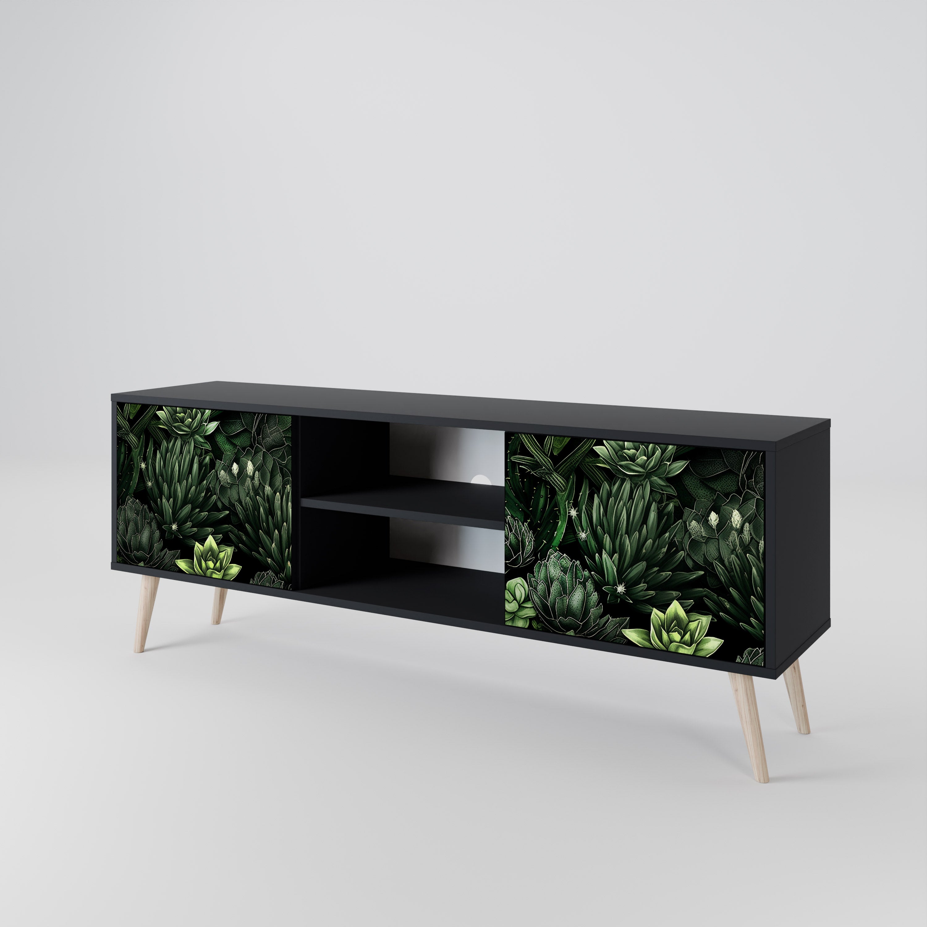 SUCCULENT JUNGLE Szafka RTV 2-drzwiowa korpus Czarny