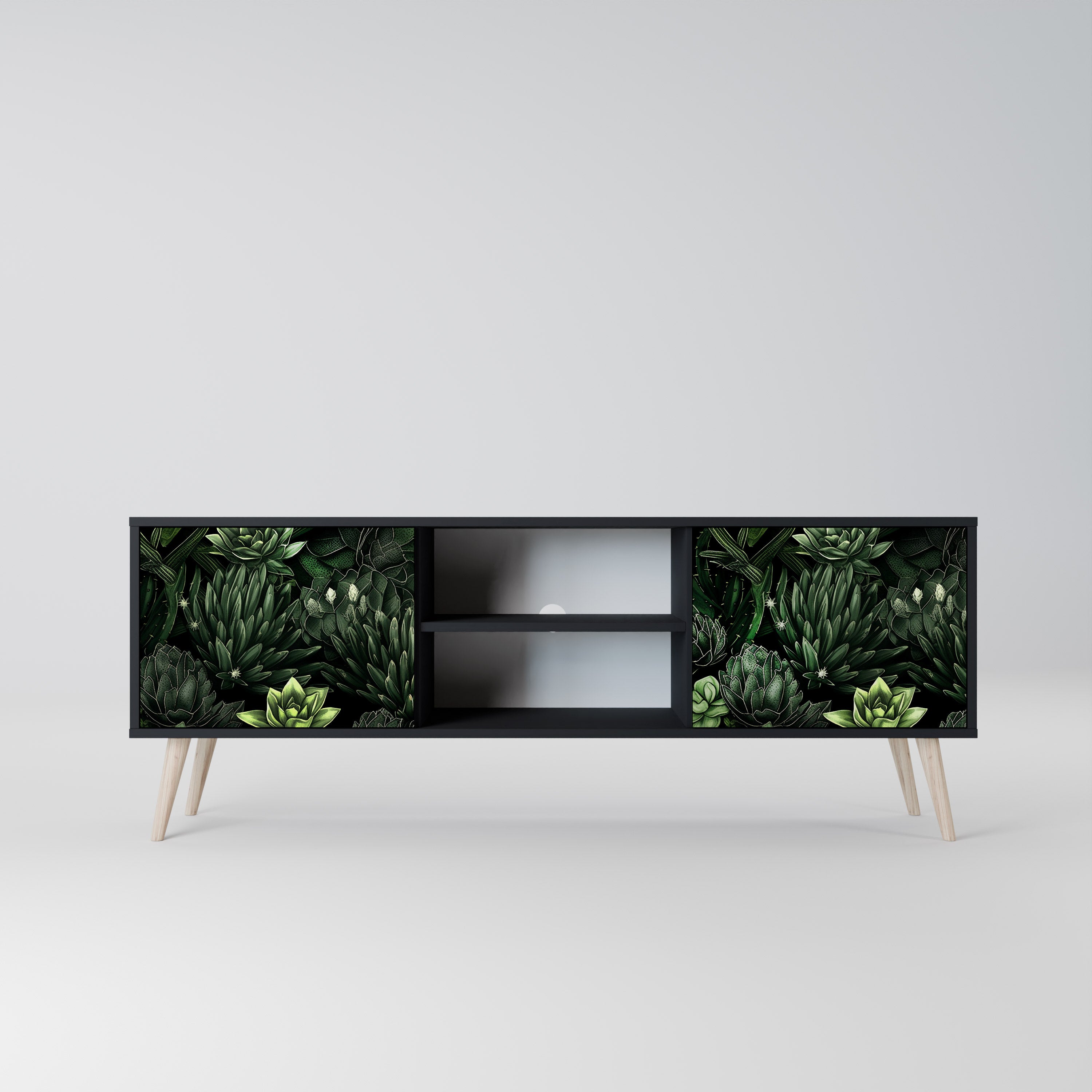 SUCCULENT JUNGLE Szafka RTV 2-drzwiowa korpus Czarny