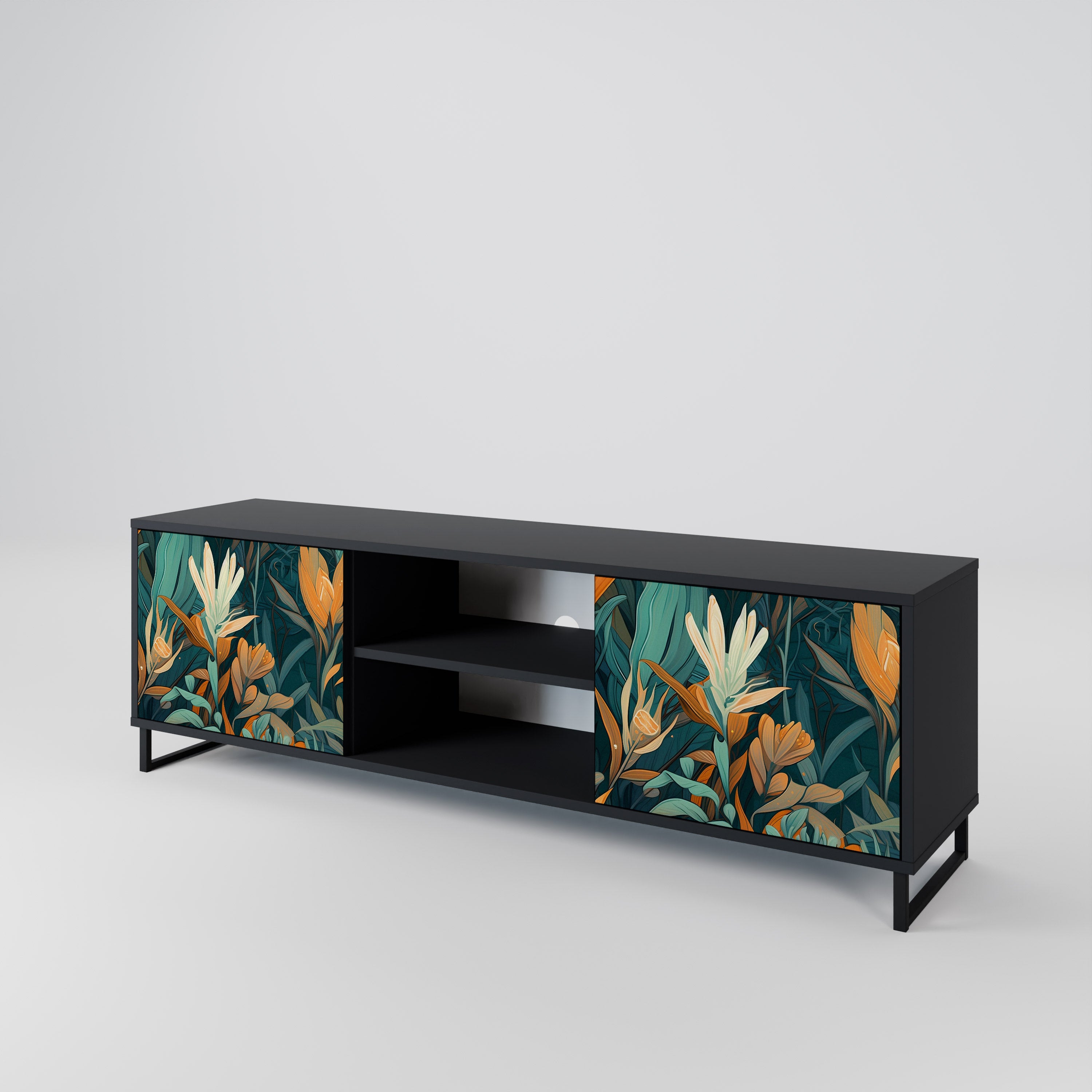 FLORAL SERENITY Szafka RTV 2-drzwiowa korpus Czarny