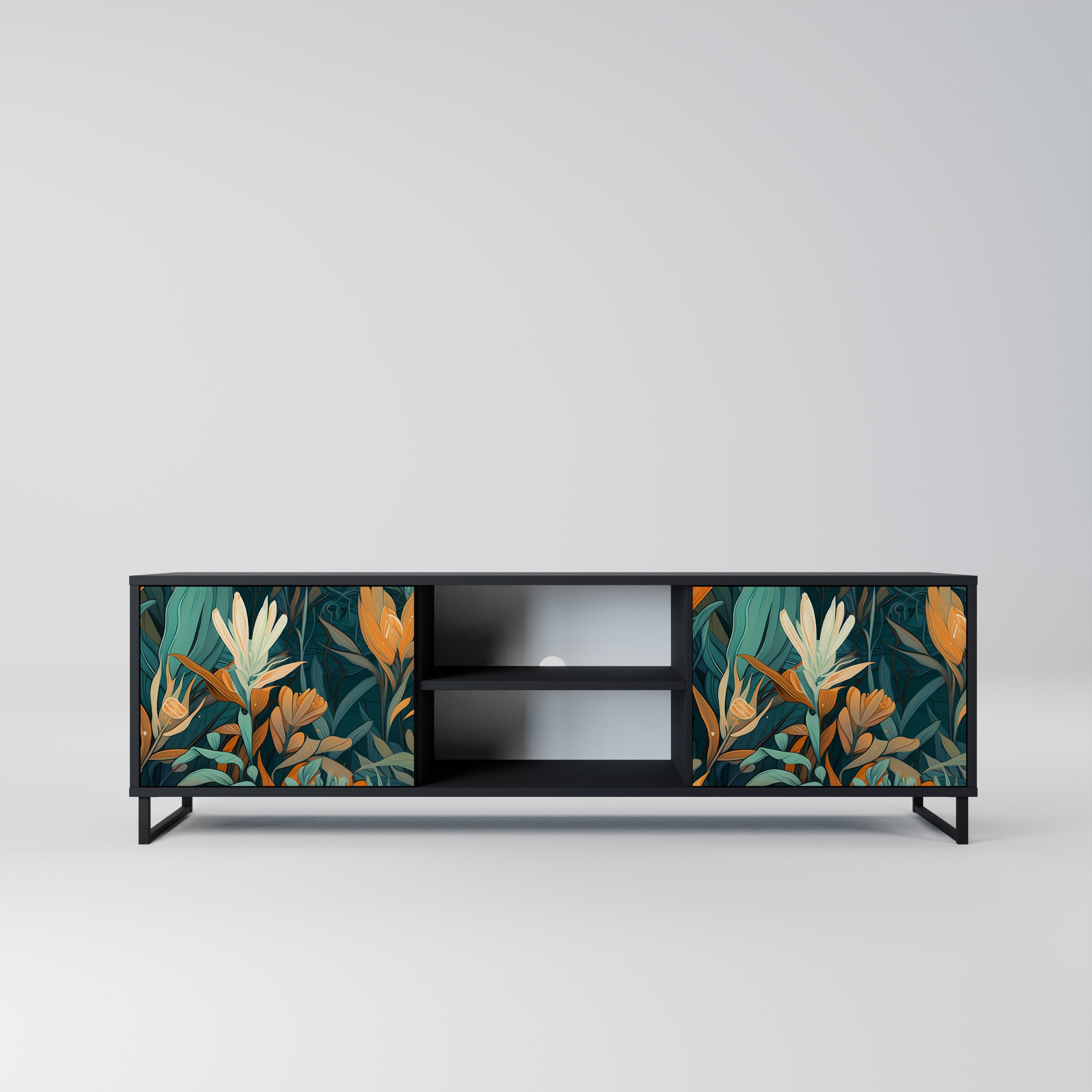 FLORAL SERENITY Szafka RTV 2-drzwiowa korpus Czarny
