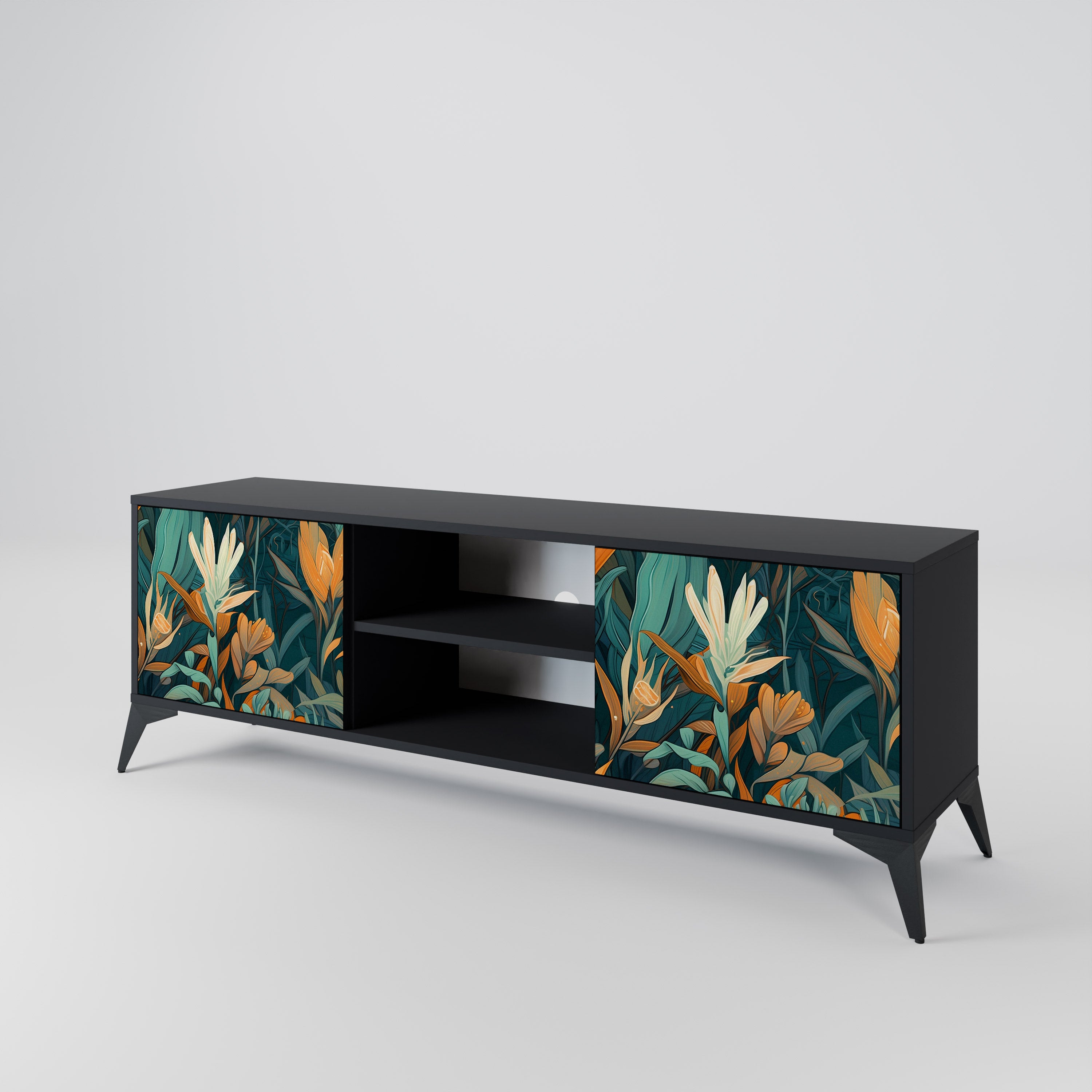 FLORAL SERENITY Szafka RTV 2-drzwiowa korpus Czarny