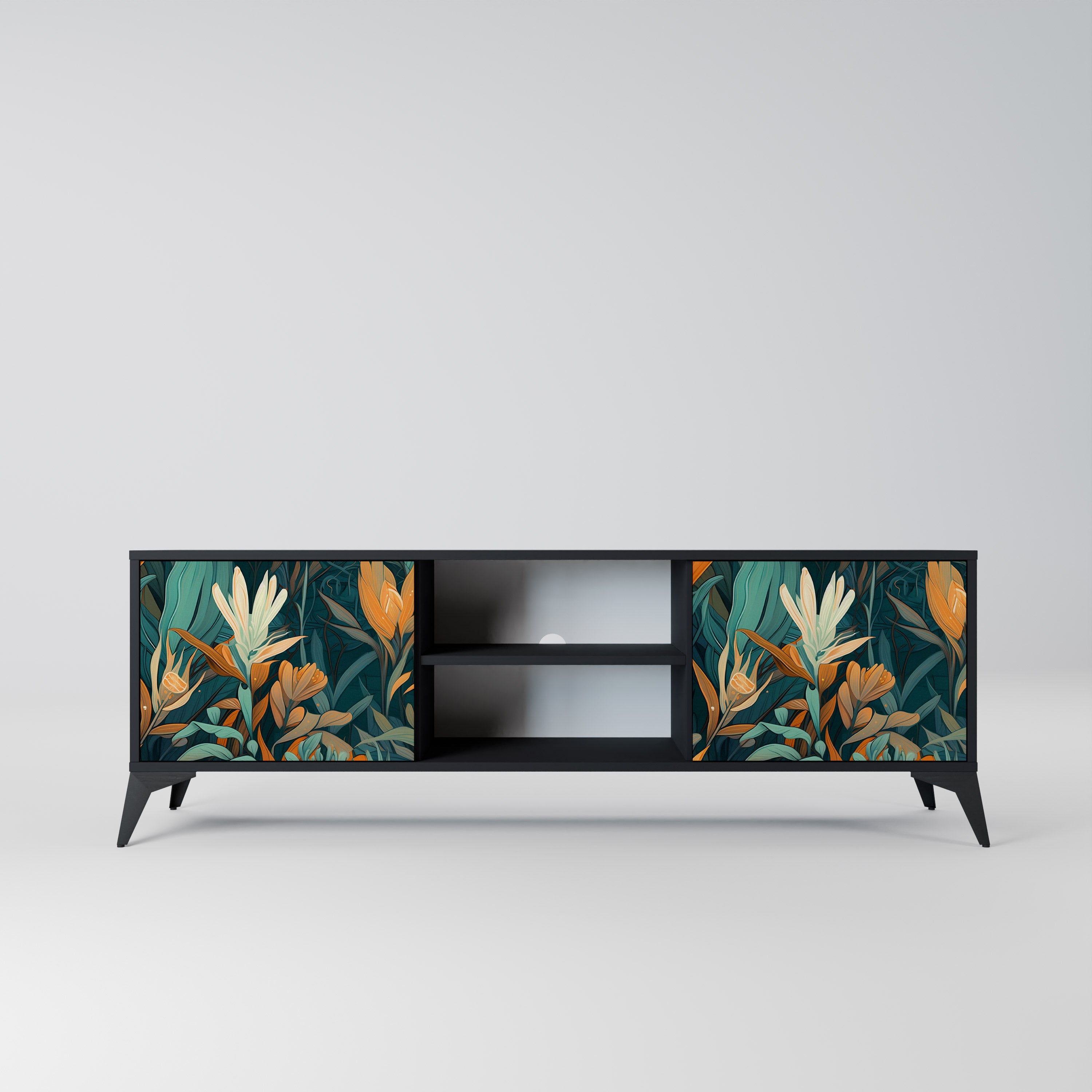 FLORAL SERENITY Szafka RTV 2-drzwiowa korpus Czarny