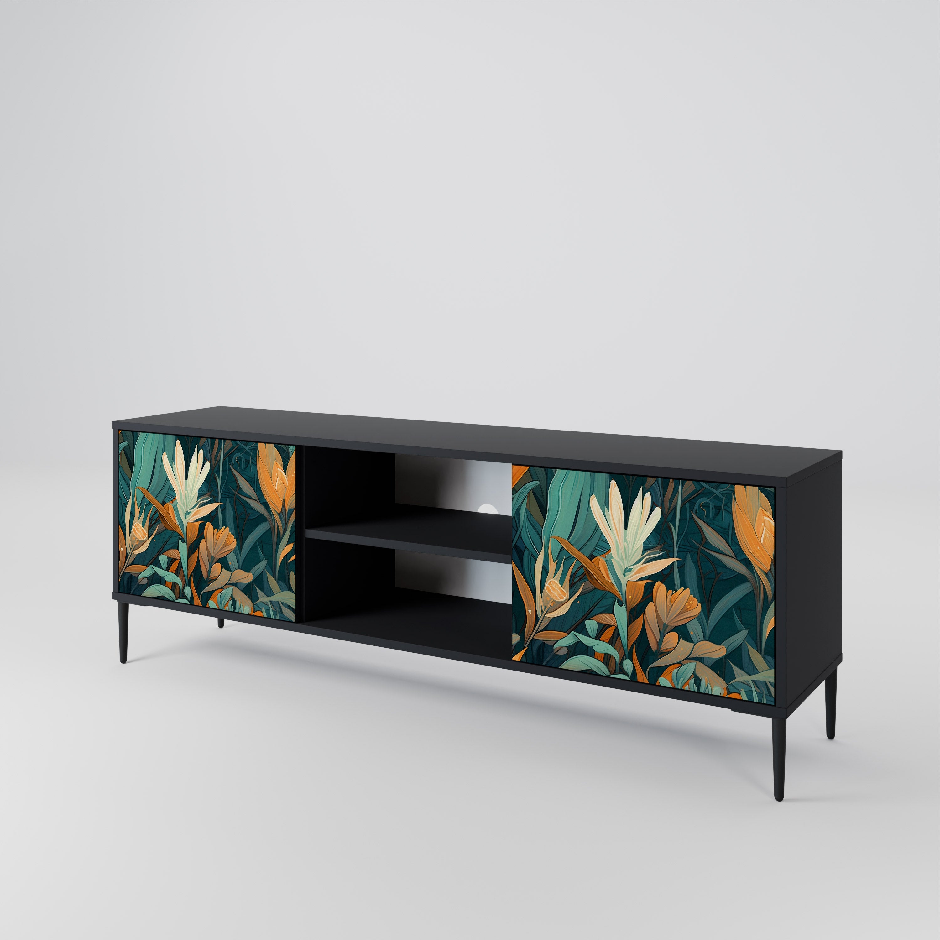 FLORAL SERENITY Szafka RTV 2-drzwiowa korpus Czarny