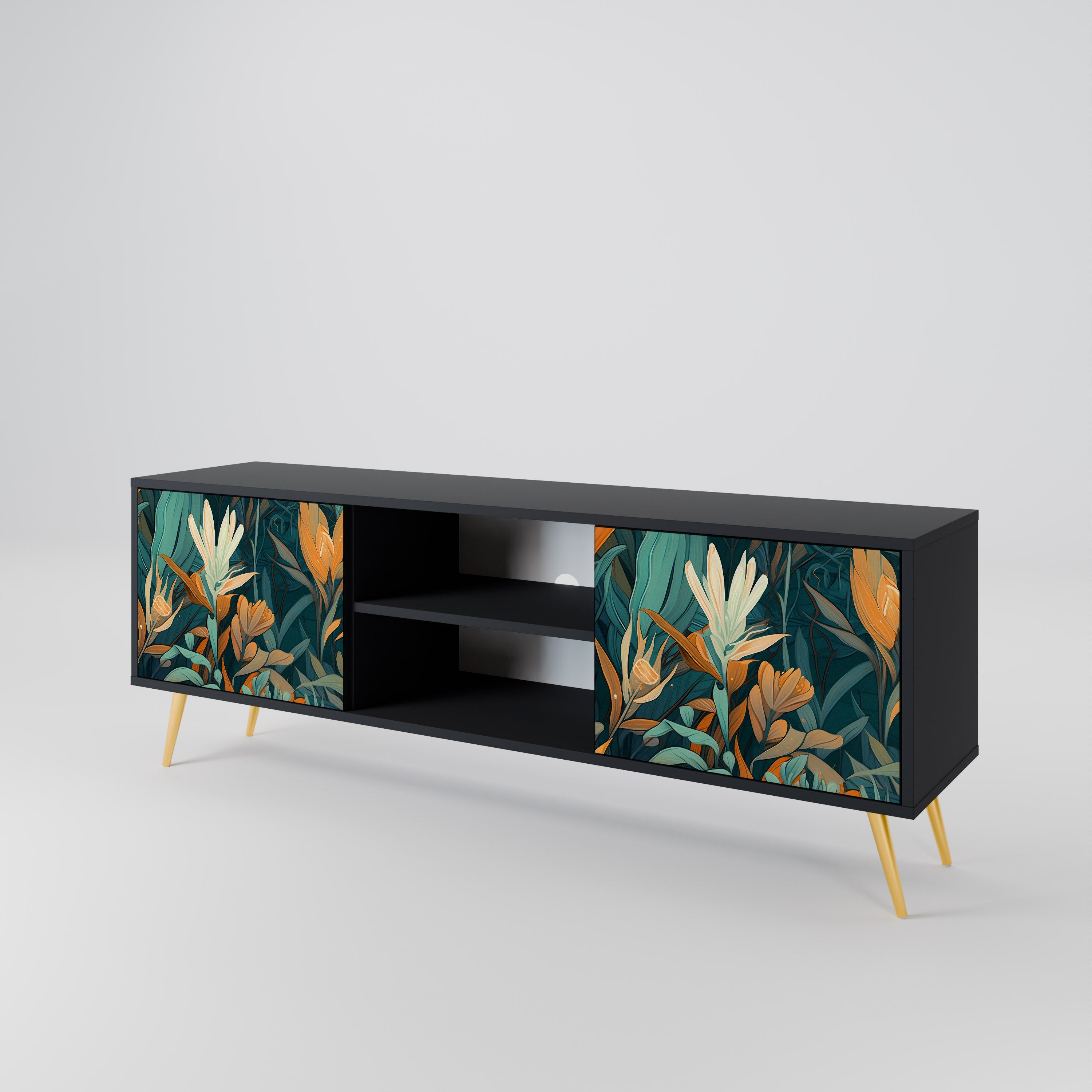 FLORAL SERENITY Szafka RTV 2-drzwiowa korpus Czarny