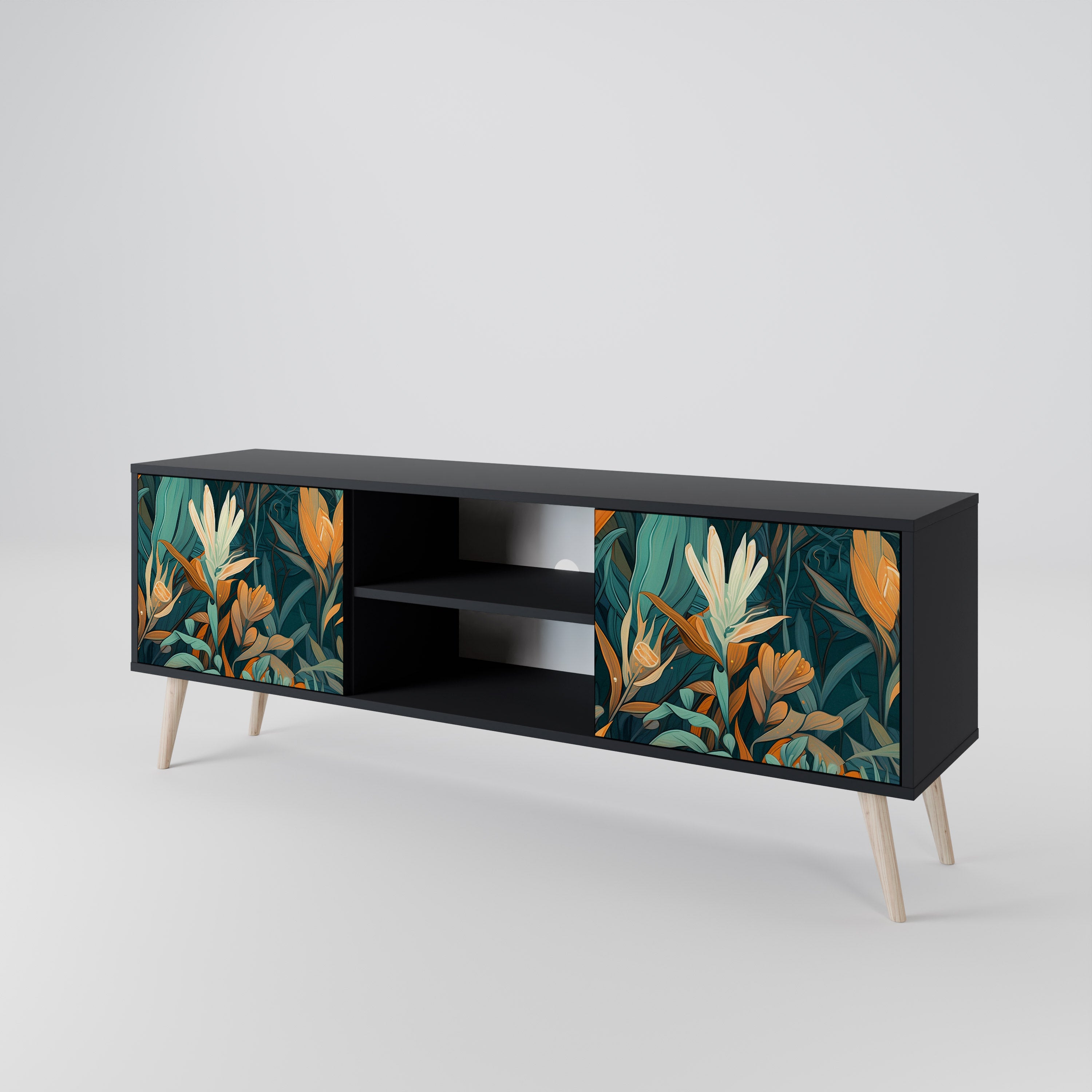 FLORAL SERENITY Szafka RTV 2-drzwiowa korpus Czarny