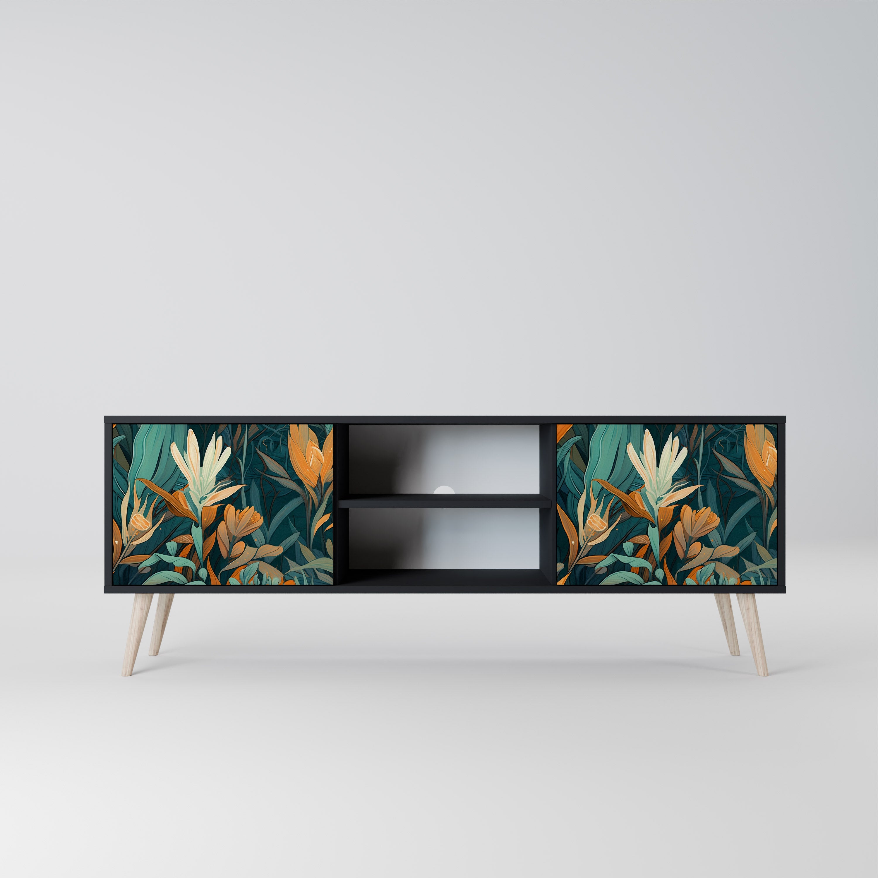 FLORAL SERENITY Szafka RTV 2-drzwiowa korpus Czarny