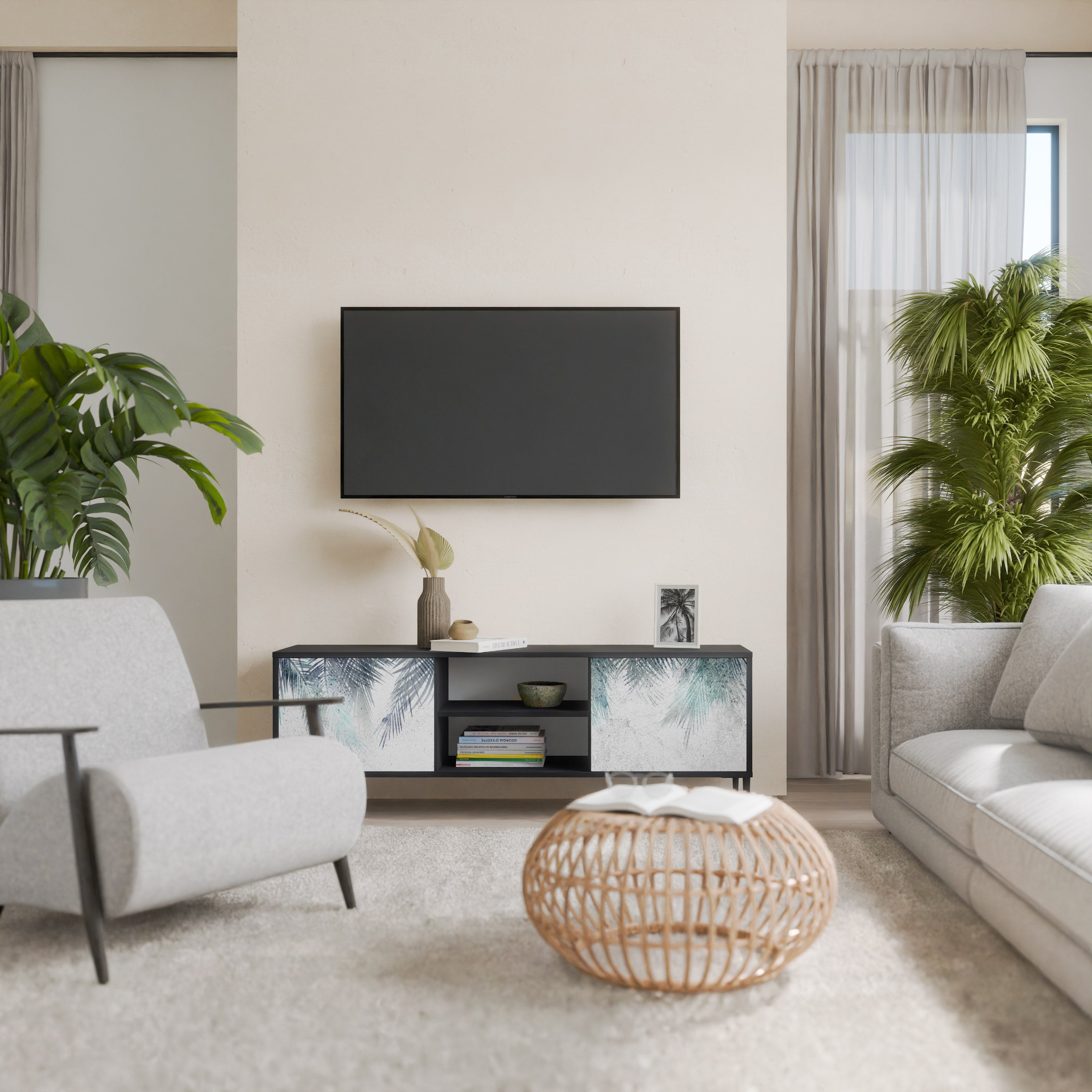 PALM VEIL Szafka RTV 2-drzwiowa korpus Czarny