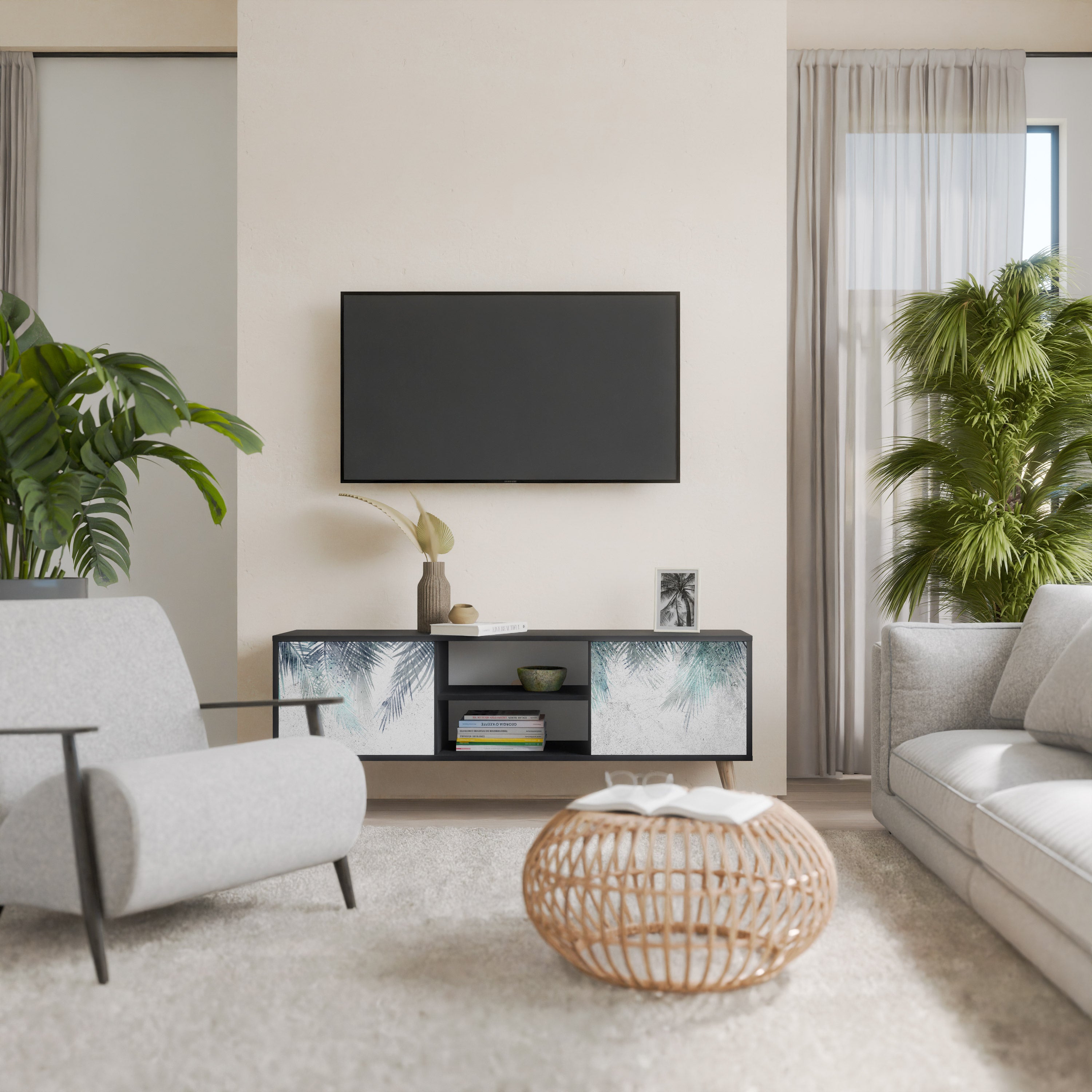 PALM VEIL Szafka RTV 2-drzwiowa korpus Czarny