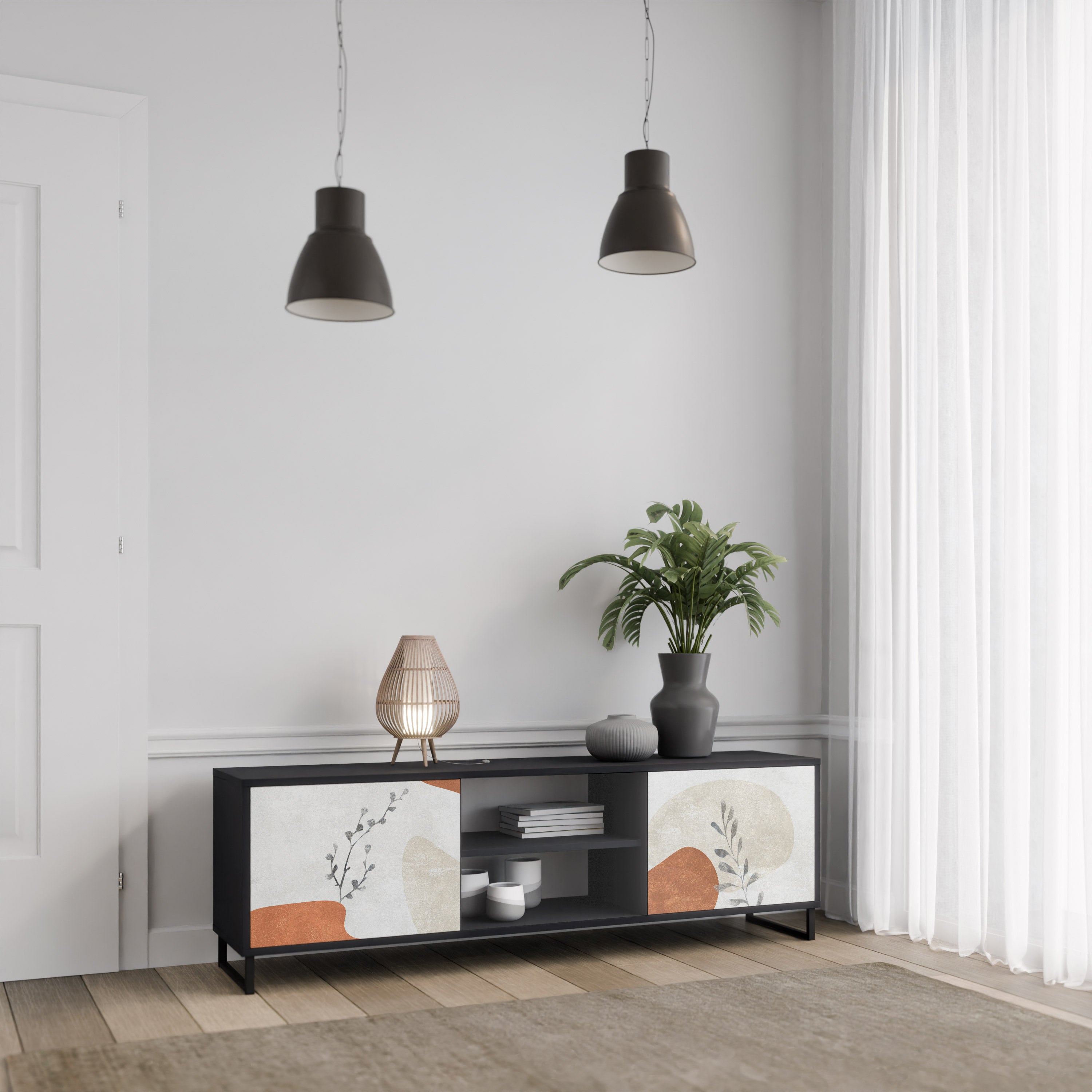 TRANQUIL TWIG Szafka RTV 2-drzwiowa korpus Czarny