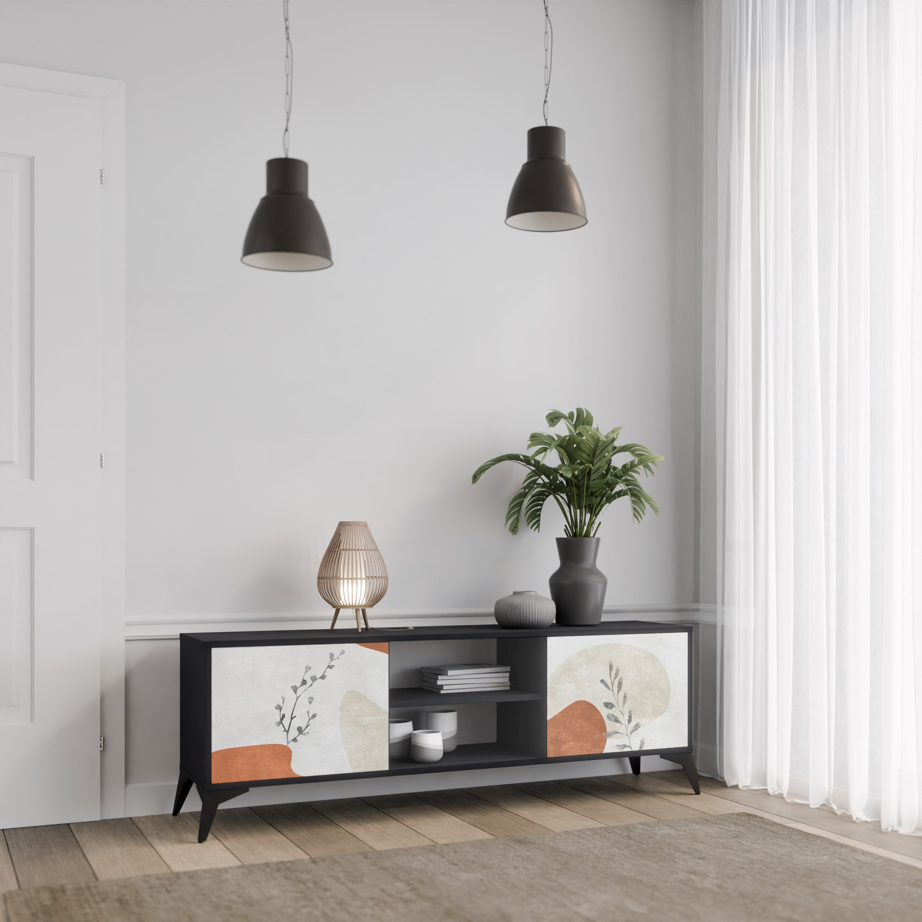 TRANQUIL TWIG Szafka RTV 2-drzwiowa korpus Czarny