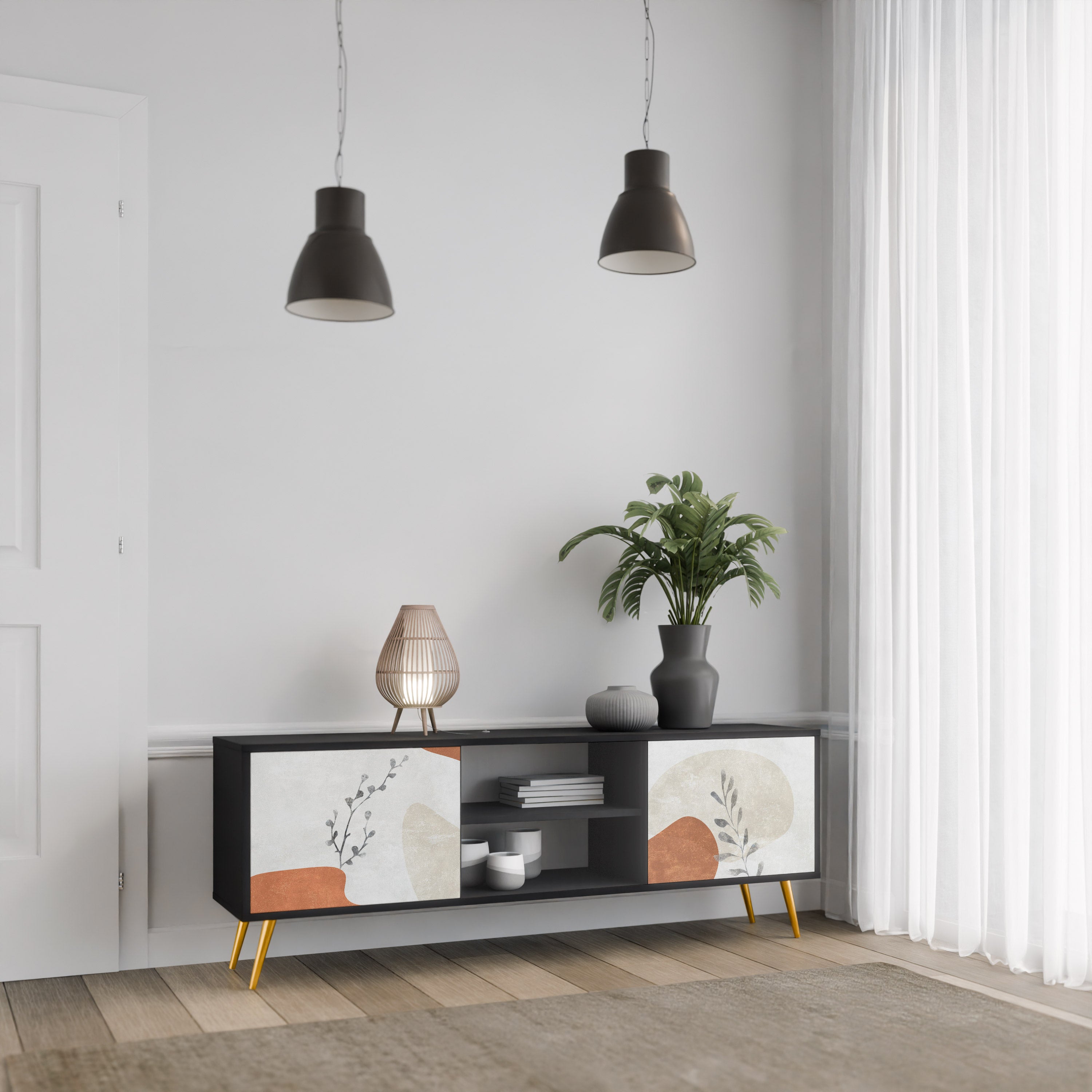 TRANQUIL TWIG Szafka RTV 2-drzwiowa korpus Czarny