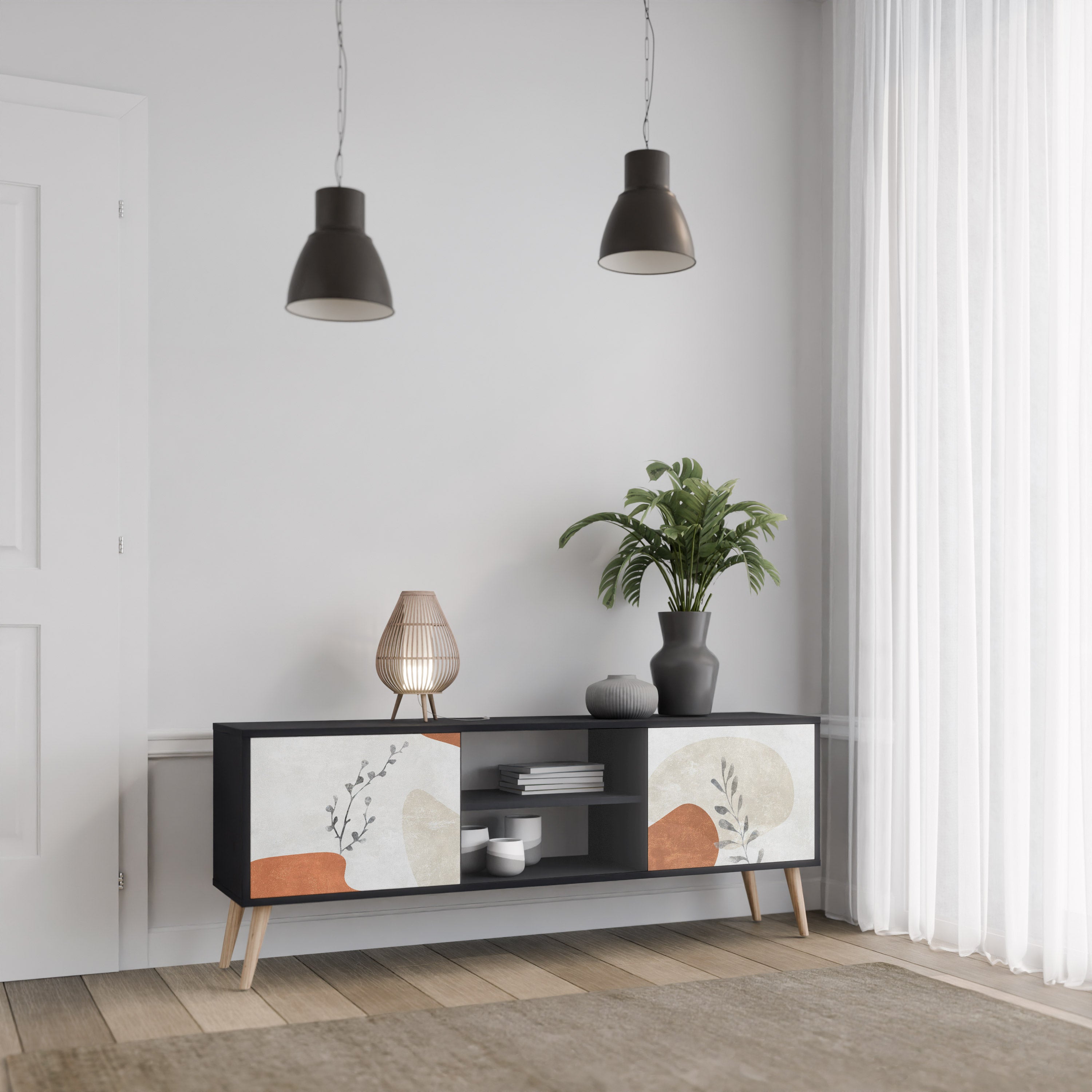 TRANQUIL TWIG Szafka RTV 2-drzwiowa korpus Czarny