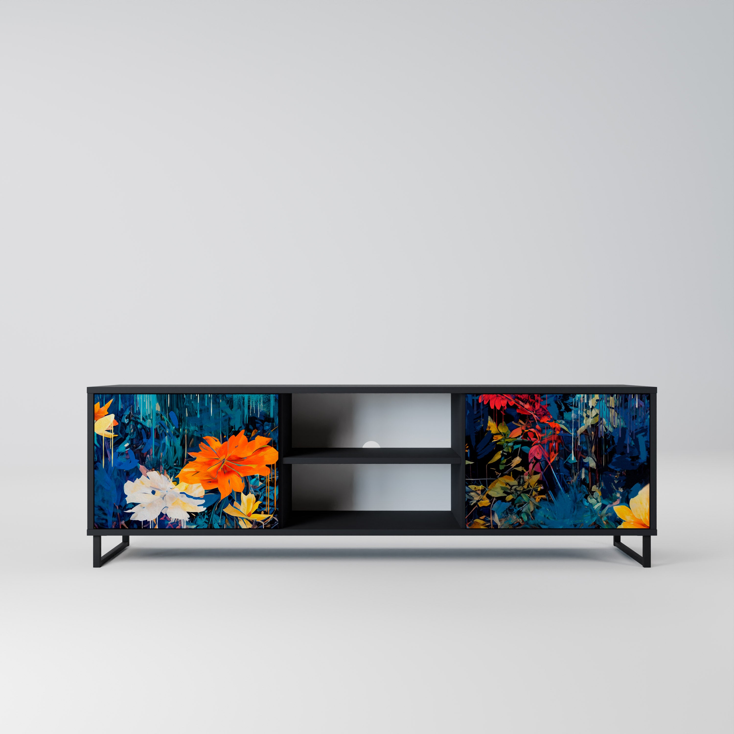 MIDNIGHT BLOSSOM Szafka RTV 2-drzwiowa korpus Czarny